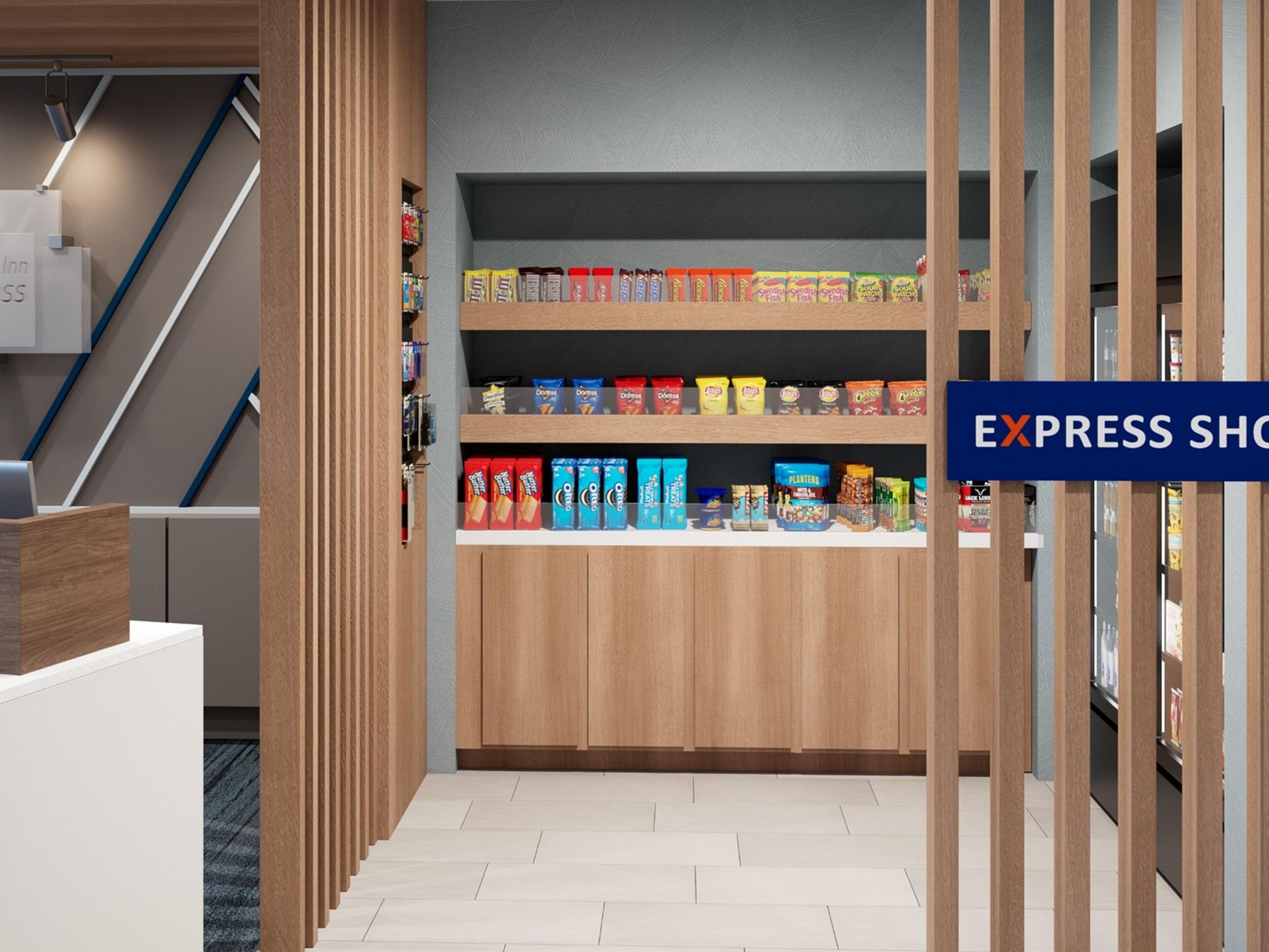 Still feeling hungry or forgot something? Visit our 24/7 hotel market for a variety of snacks, non-alcoholic beverages, frozen meals, and travel essentials, all available for purchase. Conveniently stocked to satisfy cravings anytime, day or night.