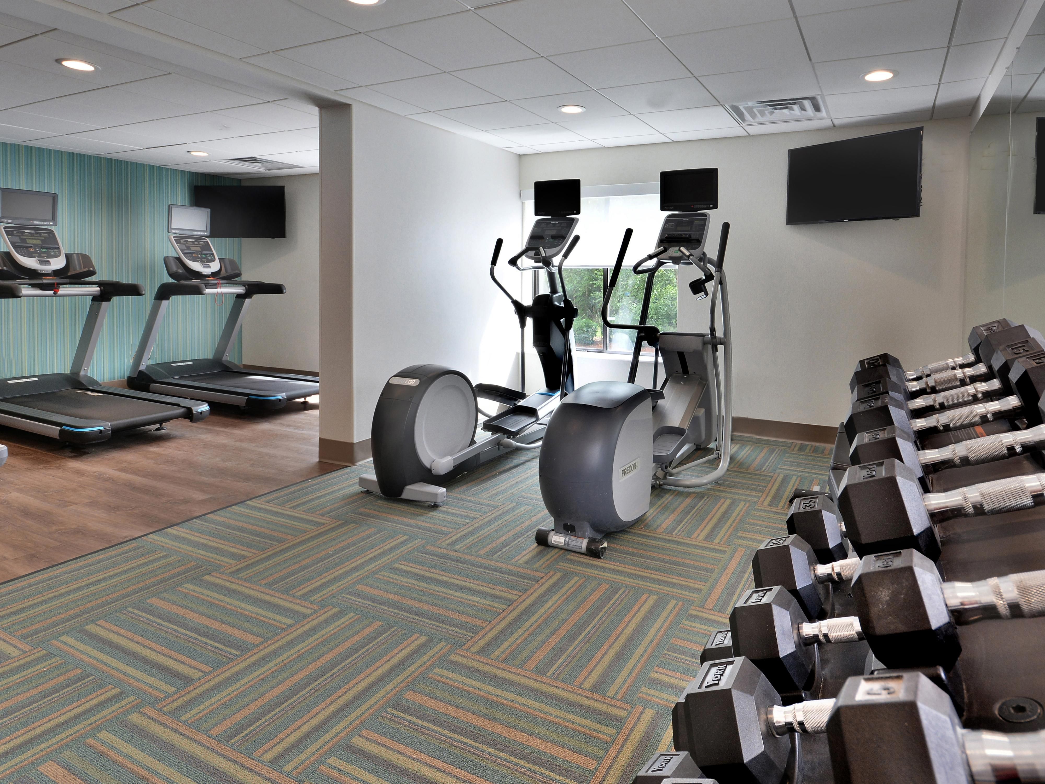 Stay road-ready with a workout in our 24/7 fitness center!
