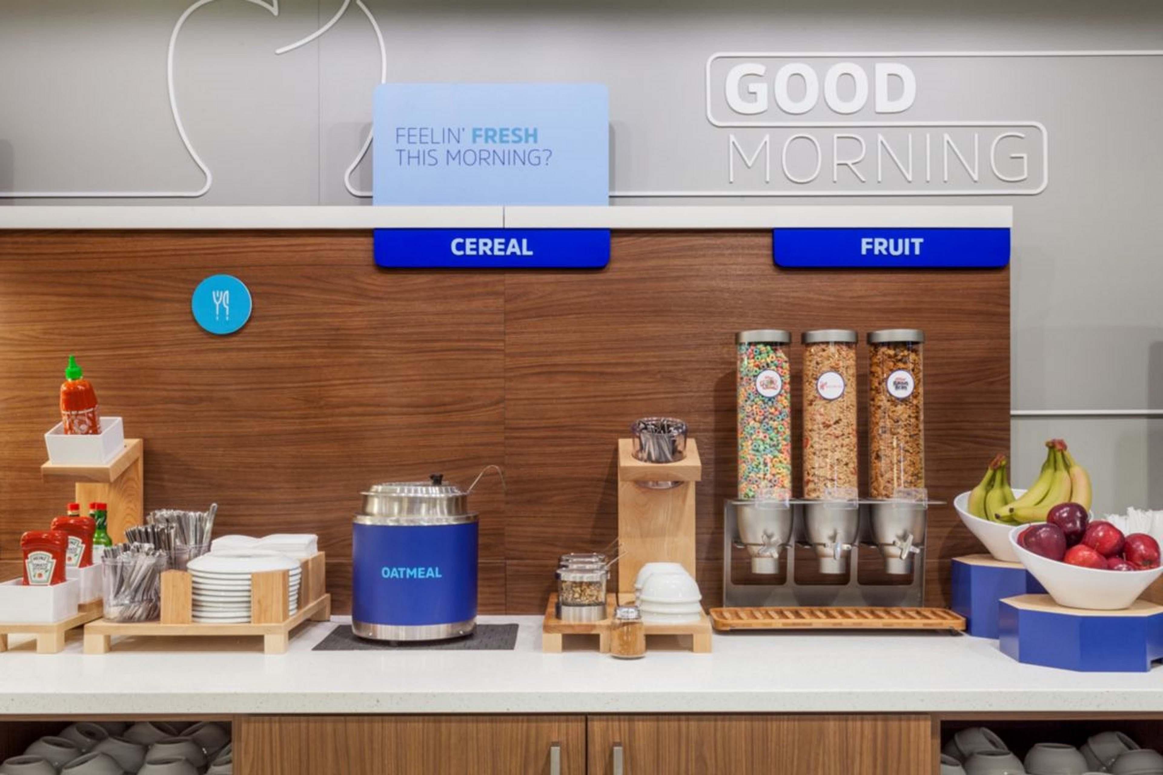 Start every day right with our complimentary breakfast bar. Choose from build-your-own egg dishes, hot sandwiches, fresh fruit, cereal, oatmeal, yogurt, and juice, along with unlimited bean-to-cup coffee and tea. Enjoy a great breakfast in Murfreesboro.