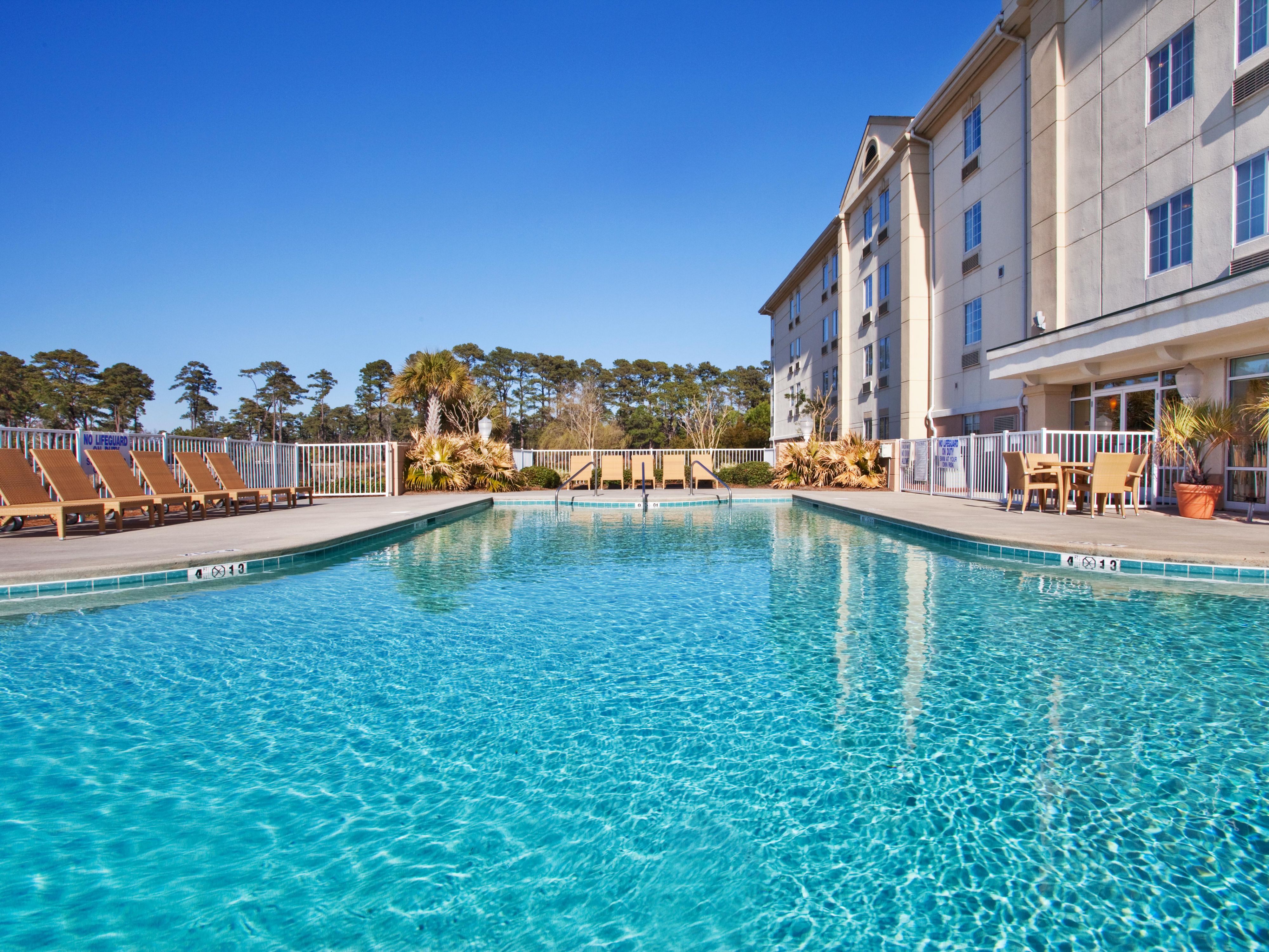 Relax, soak under the sun, and spend your day in our outdoor pool.