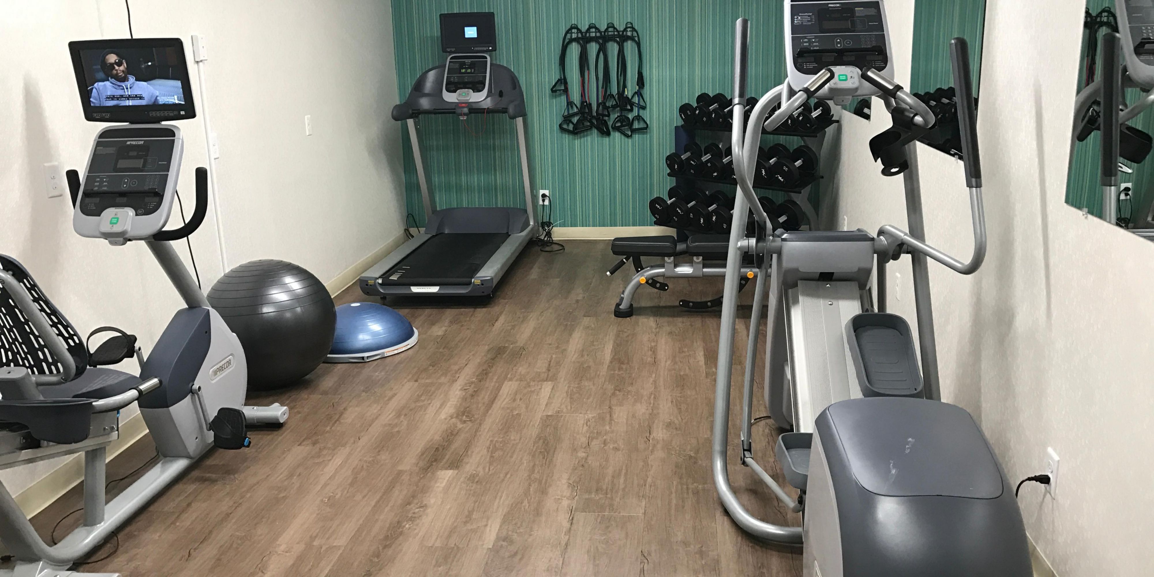 Our complimentary fitness center makes it easy for you to work out, have fun and stay fit.