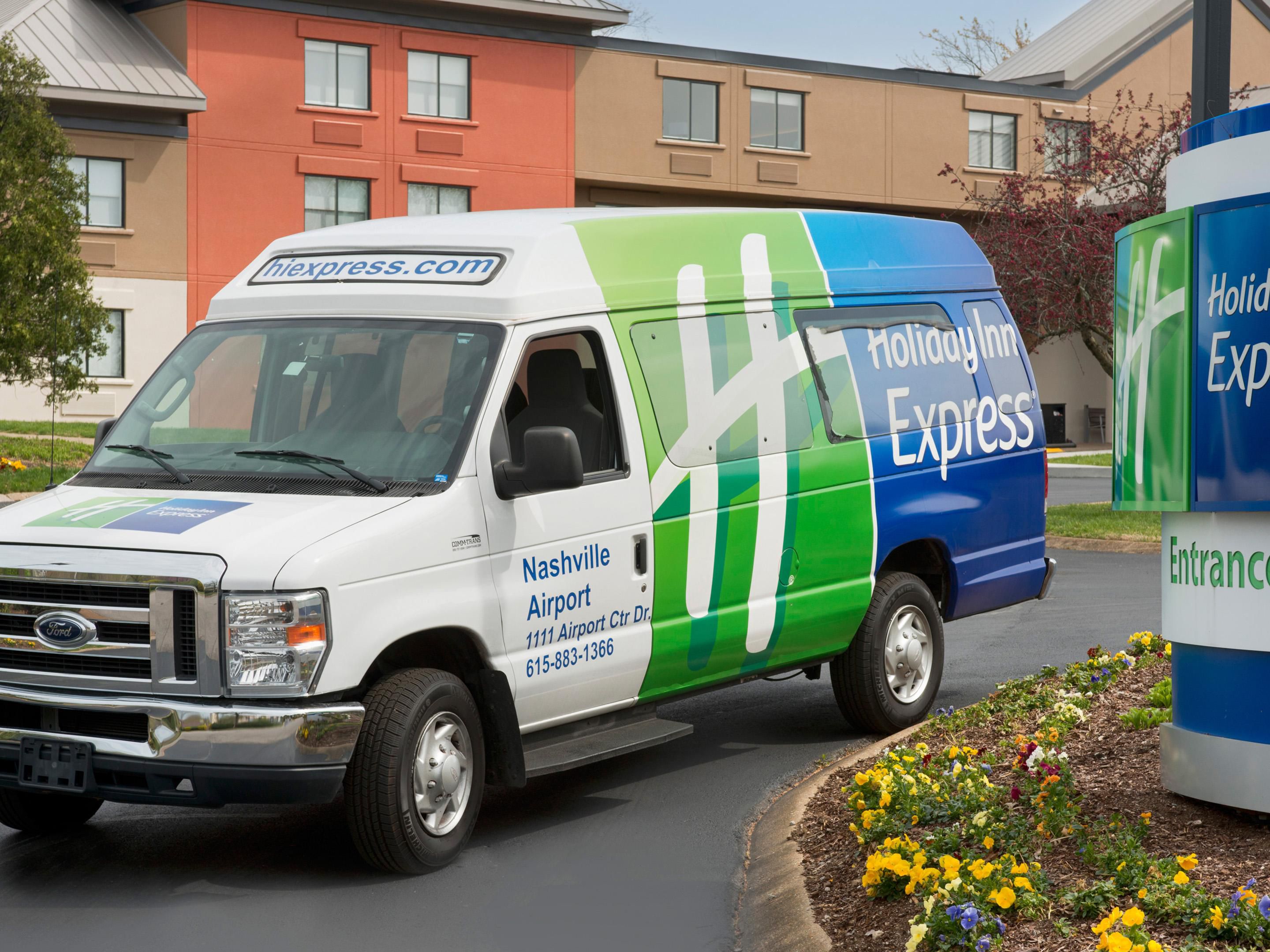 Complimentary shuttle service to the airport and within a 2-mile radius of the hotel. Call hotel to arrange pick-up: (615) 883-1366