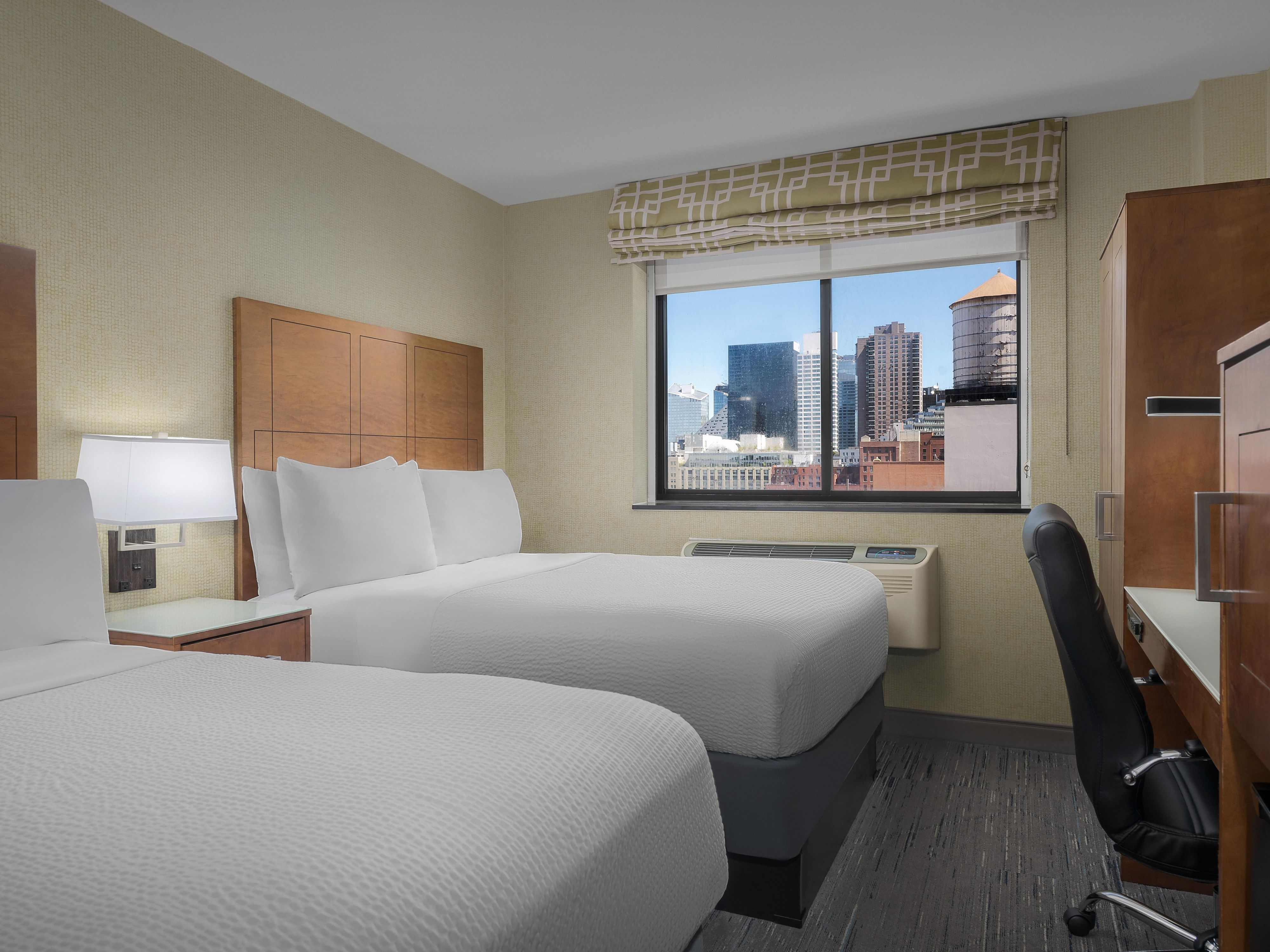 Our Hells Kitchen hotel offers a variety of room types that can comfortably accommodate you and your travel companions. We have rooms that include a king bed and a sleeper sofa as well as multiple rooms featuring two separate beds, perfect for the big trip that you've been planning for your loved ones.