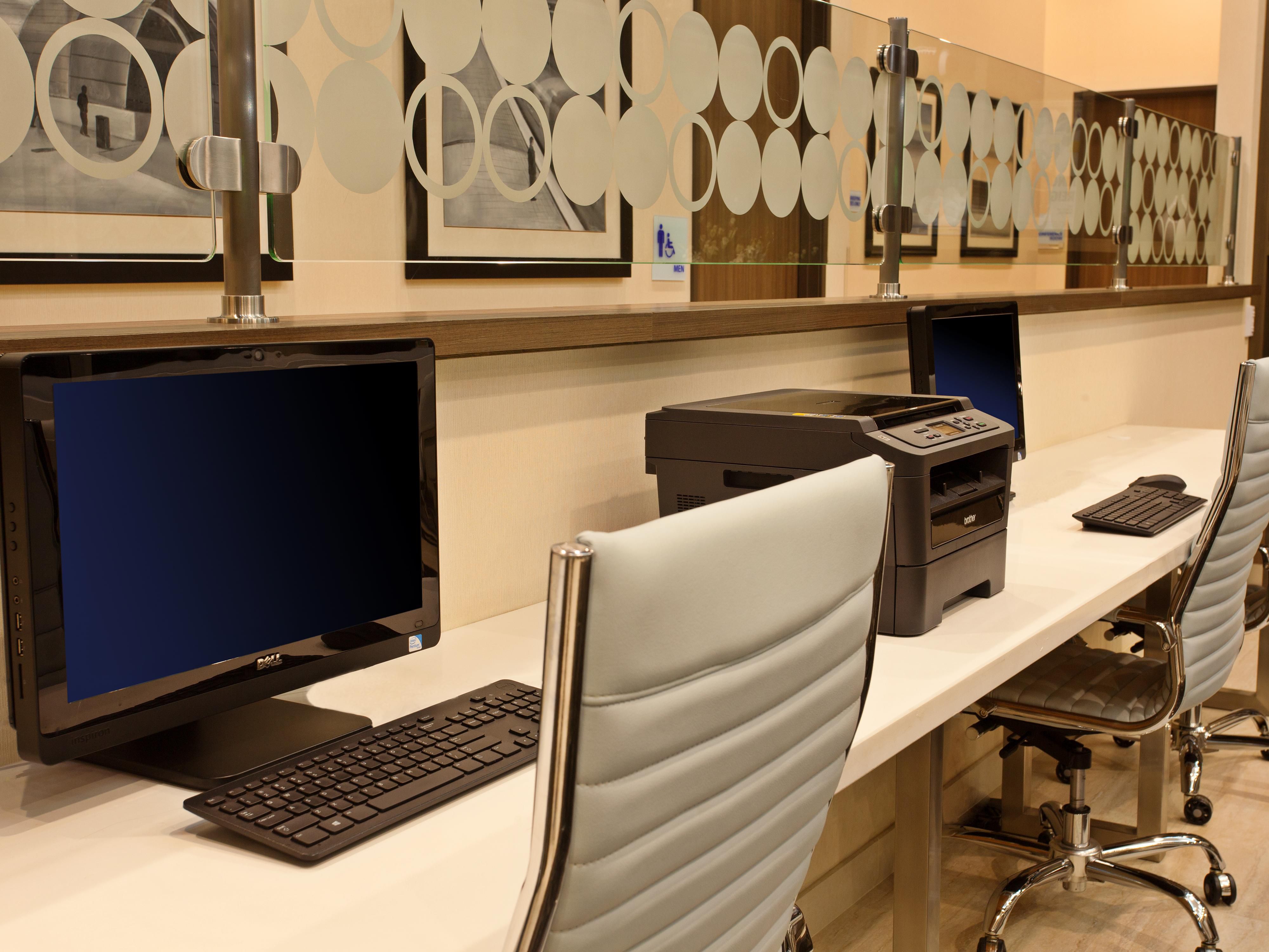 Our on-site business center features computers with printer, copier, and scanner available so you can keep working on the road.