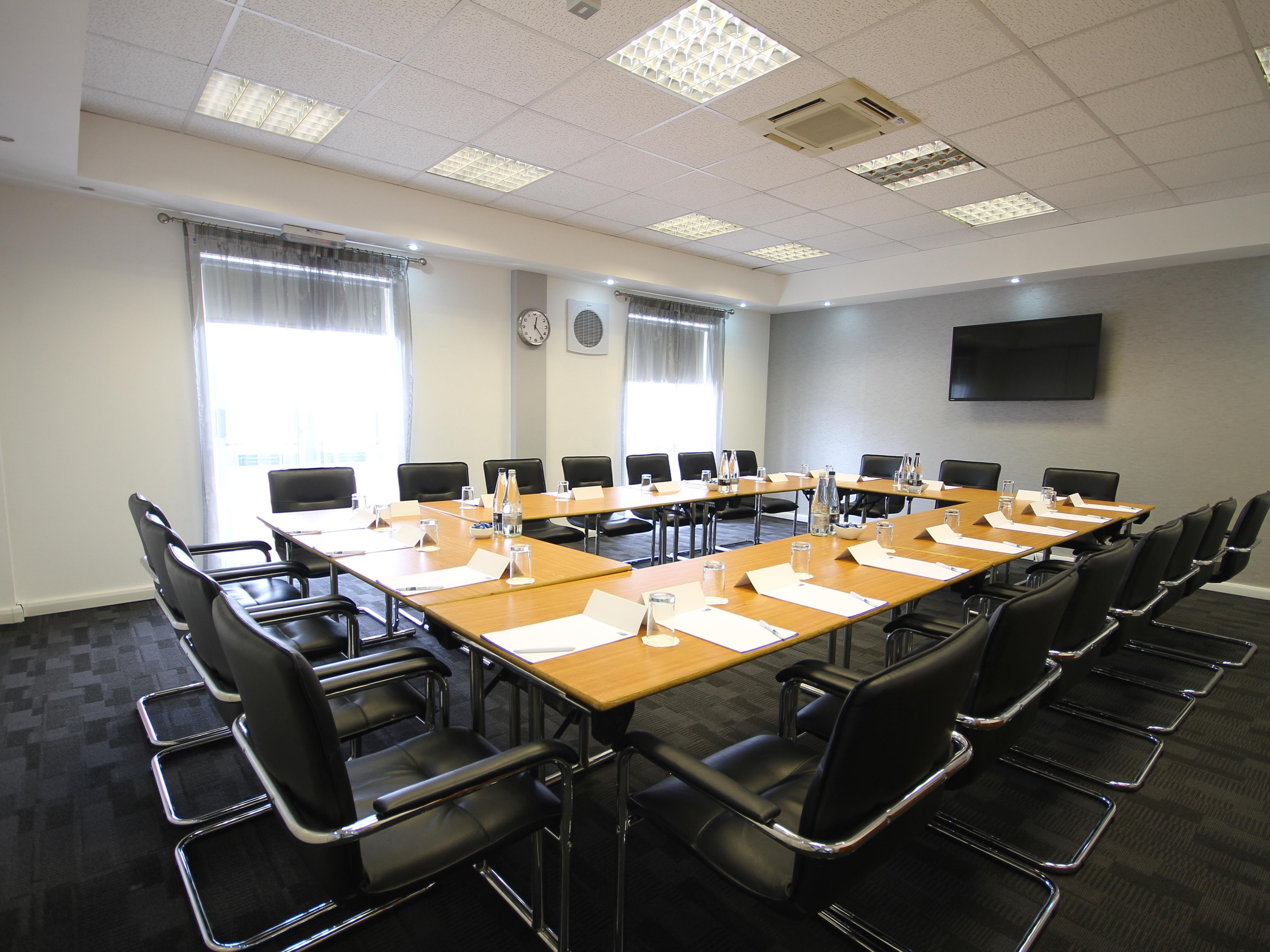 Two naturally lit meeting rooms available, ground floor level. Facilities for up to 40 delegates when combined. Air conditioning and natural daylight. Room hire includes bottled water. Tea and coffee facilities can be added and buffets when requested in advance. Complimentary flip charts and stationary.