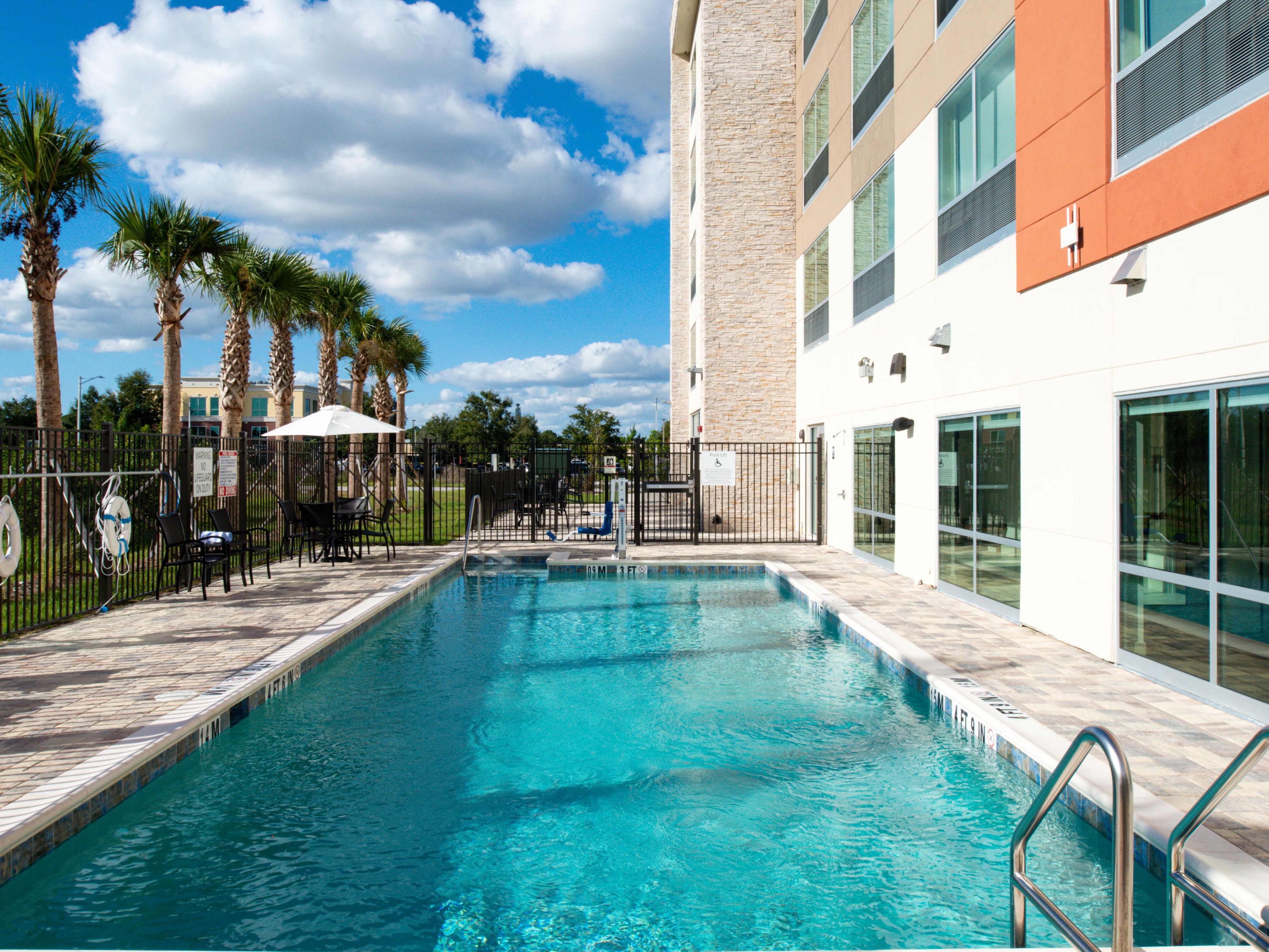 Enjoy a comfortable stay with amenities that make a difference, like free breakfast, free parking, and free Wi-Fi. Get energized in our 24-hour Fitness Center and relax by our outdoor heated saltwater pool or on our spacious guest terrace. Just minutes from Orlando's top theme parks, we provide the perks for a perfect Orlando adventure!