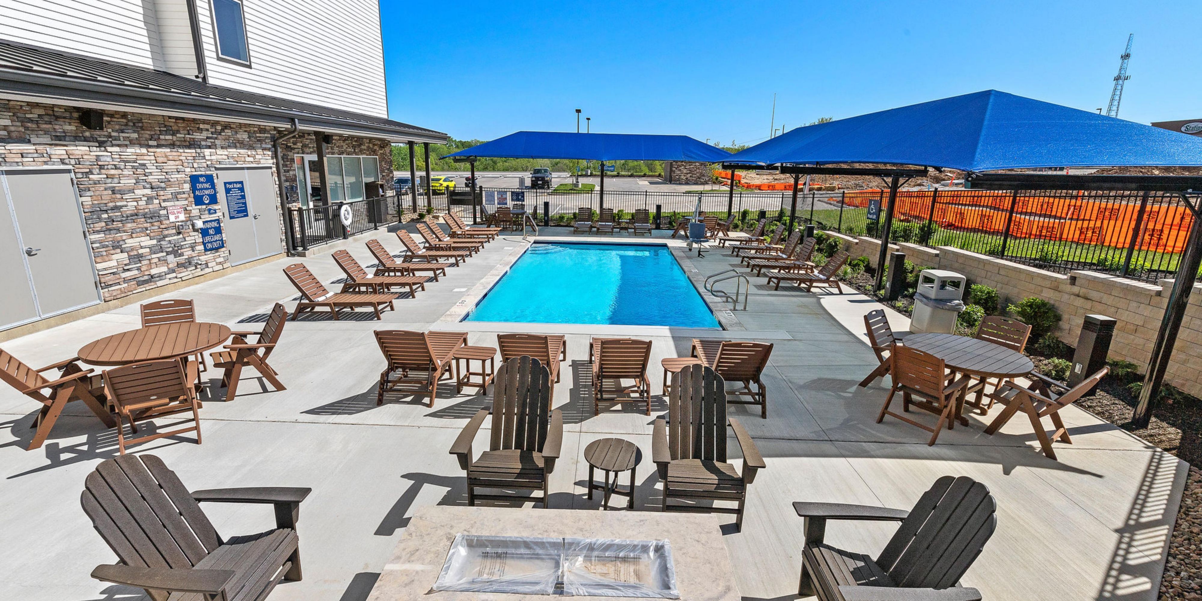 Enjoy our spacious terrace with multiple seating areas and the outdoor gated pool.  