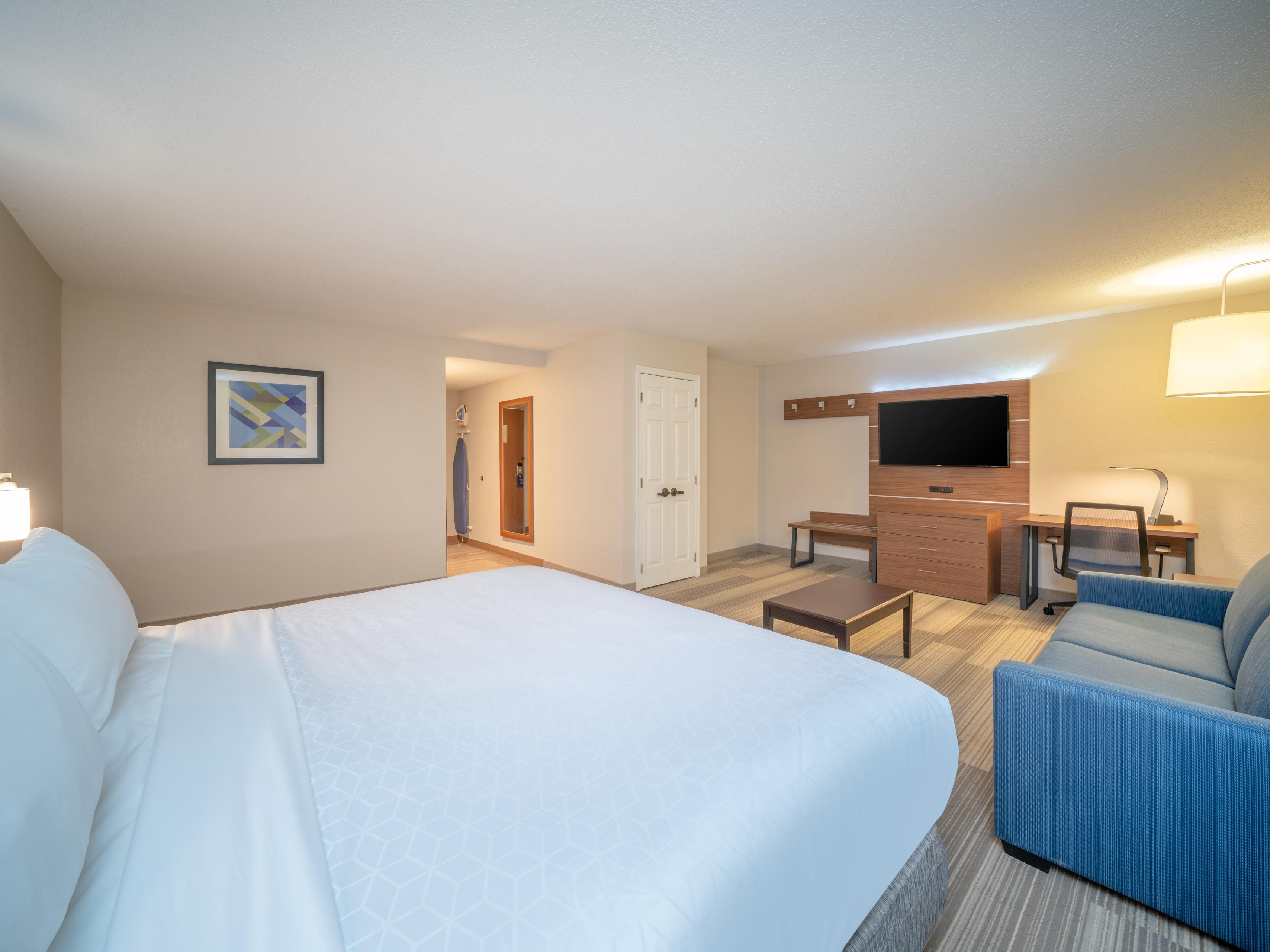 Our king suite features a seating area with a sofa bed.
