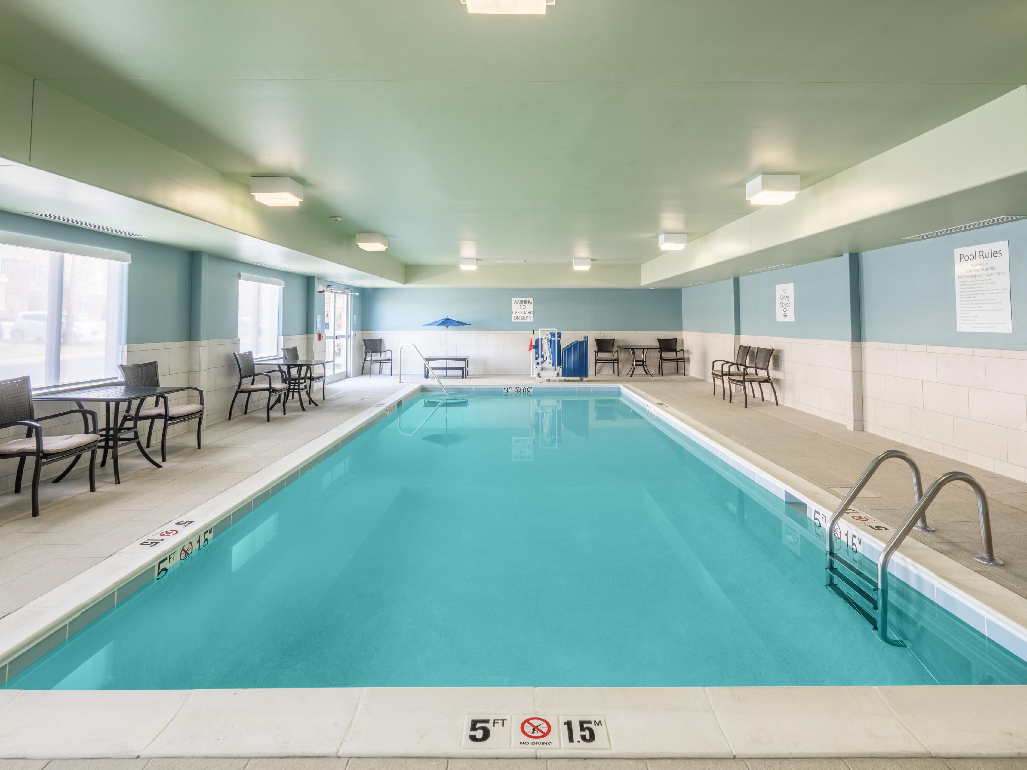 Have a morning or afternoon dip in our indoor pool