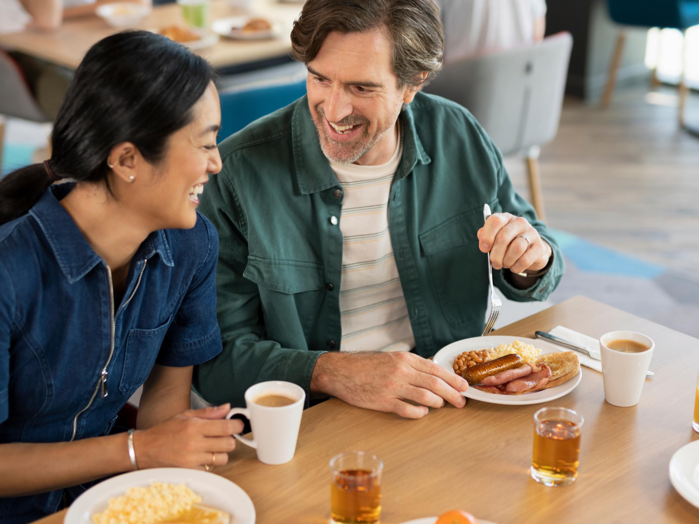 Your stay includes our Express Start breakfast buffet. Choose from hot items including sausages, bacon, scrambled eggs, beans and now hash browns and grilled tomatoes. Or choose lighter option from the continental selection of yogurt, pastries, cereals and more.