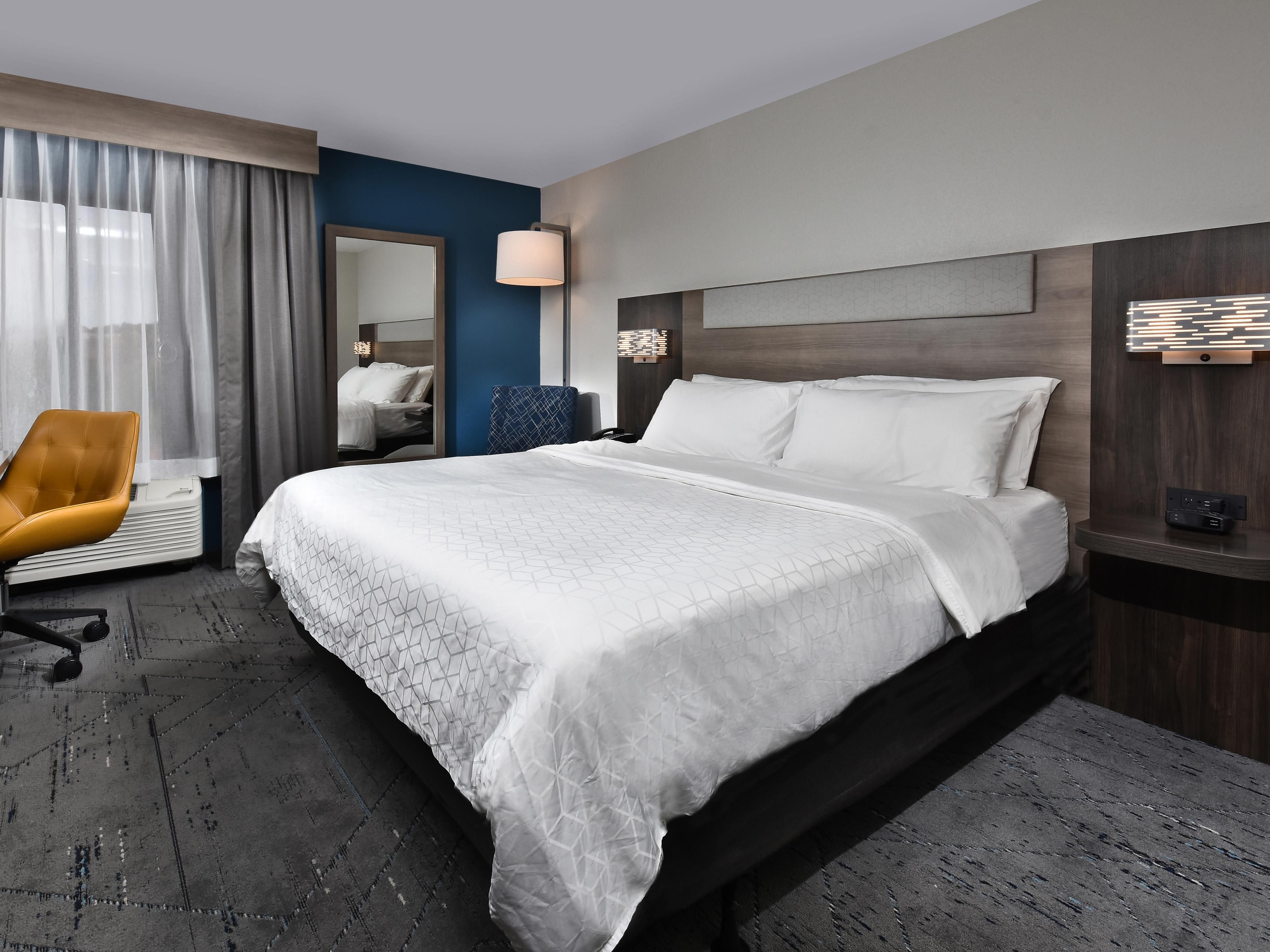 King rooms include a sleek, comfy chair for ultimate relaxation.