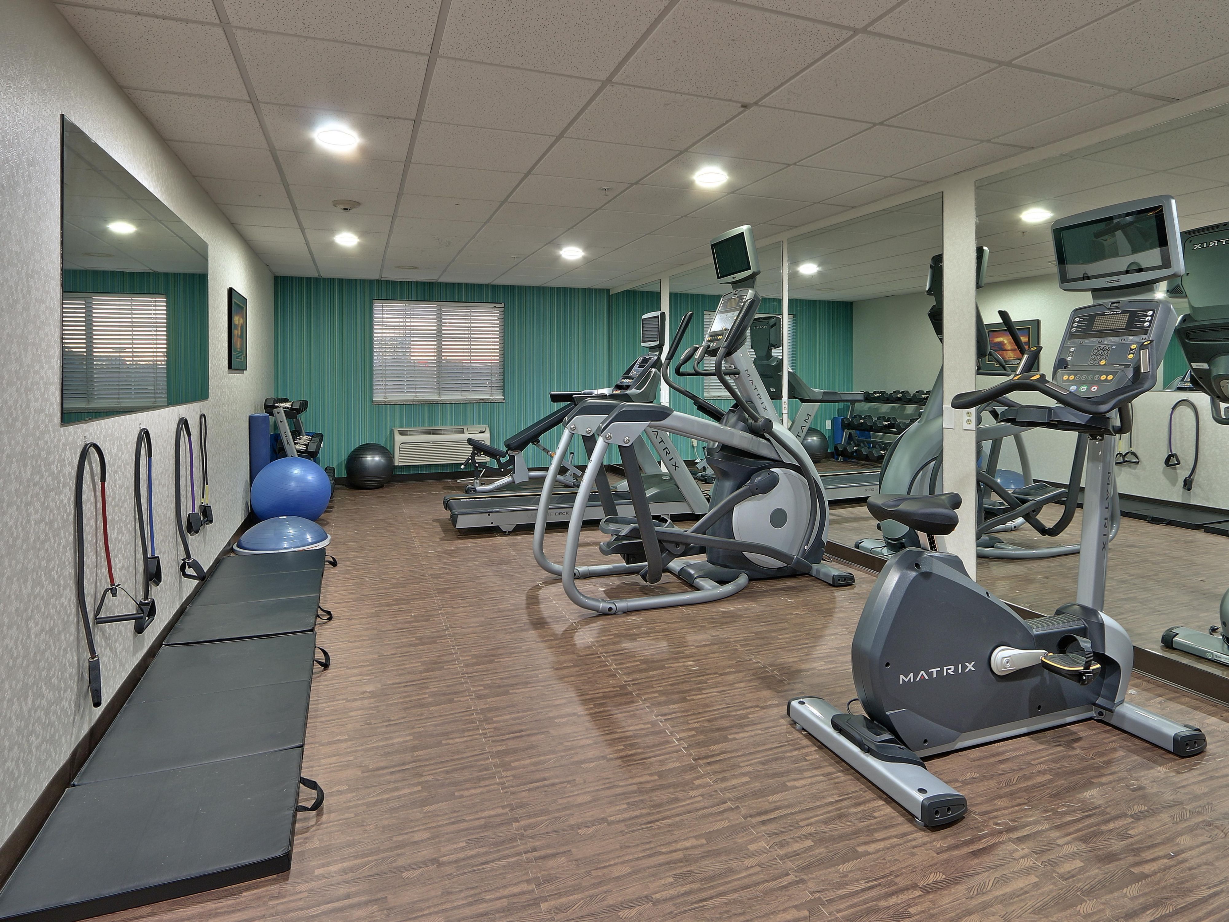 Fitness center available 24 hours for your convenience.