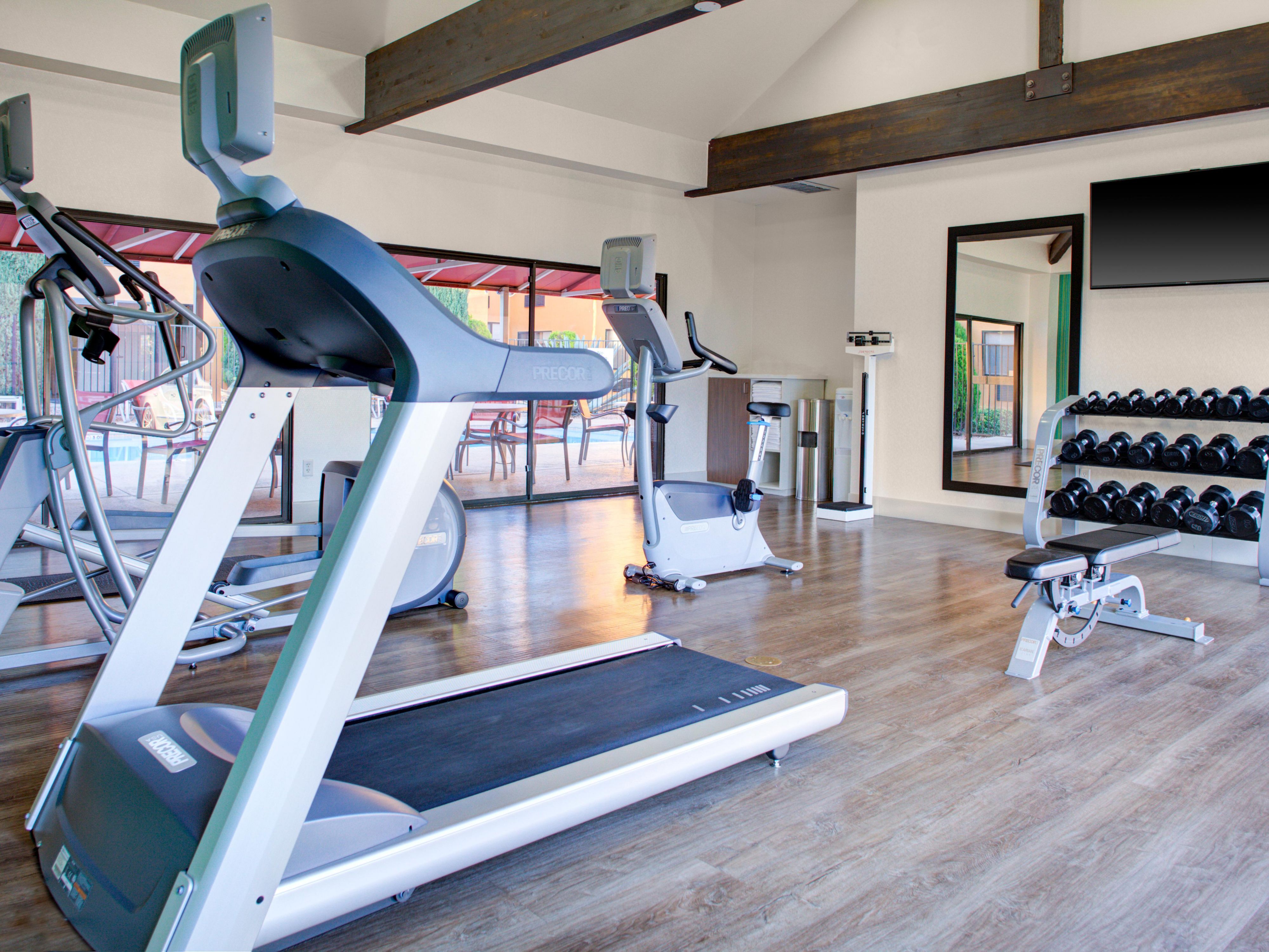 Get your sweat on in our complimentary, fully equipped fitness center open 24/7.