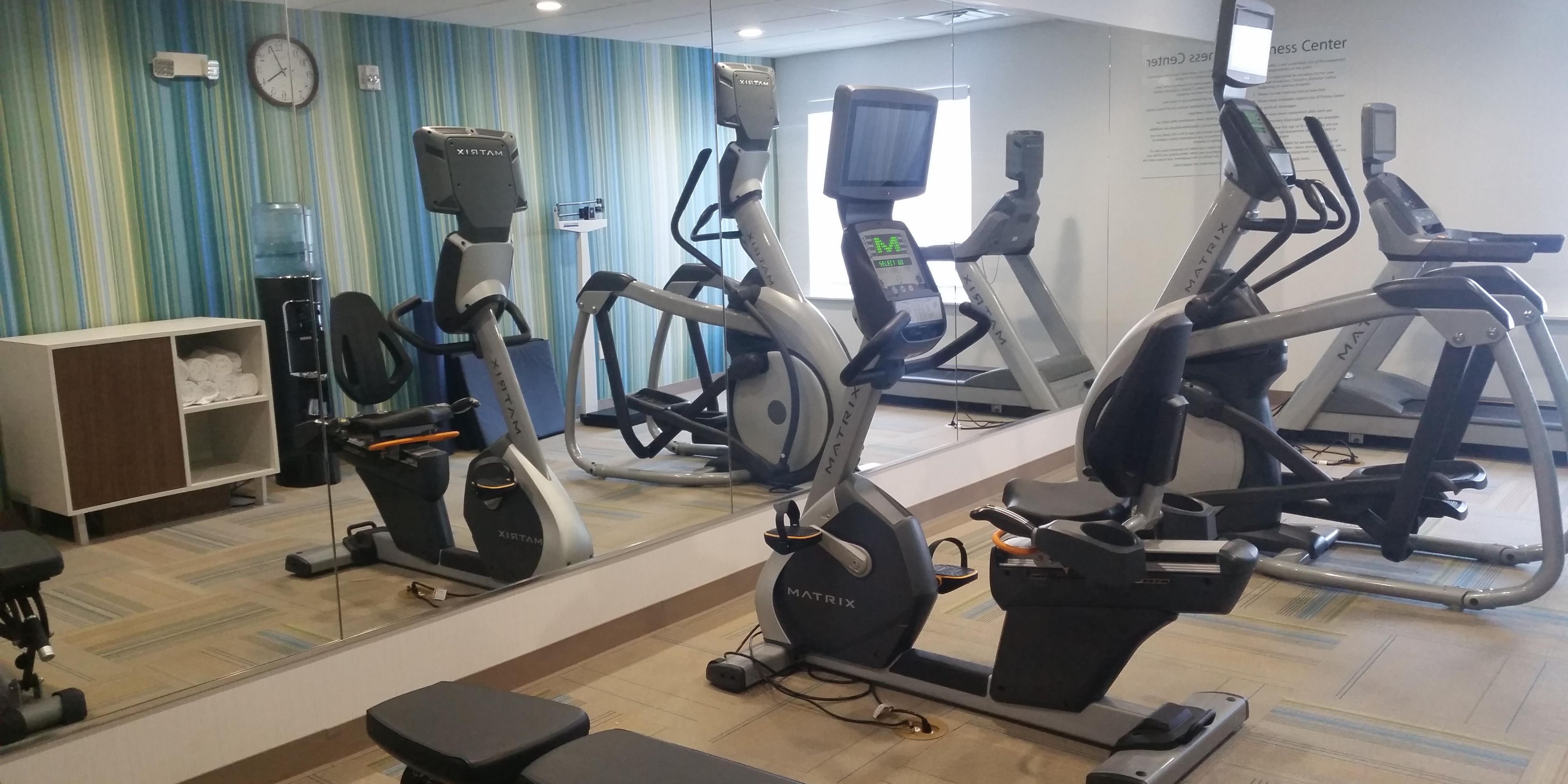 Stay active during your time at the Holiday Inn Express Slidell in our Fitness Center. We feature equipment such as free weights, stationary bike, treadmill, balance ball, elliptical to name a few. Our Fitness Center is open 24-hours 7 days a week for your convenience. Complimentary water & towels. Watch your favorite show while you work out!