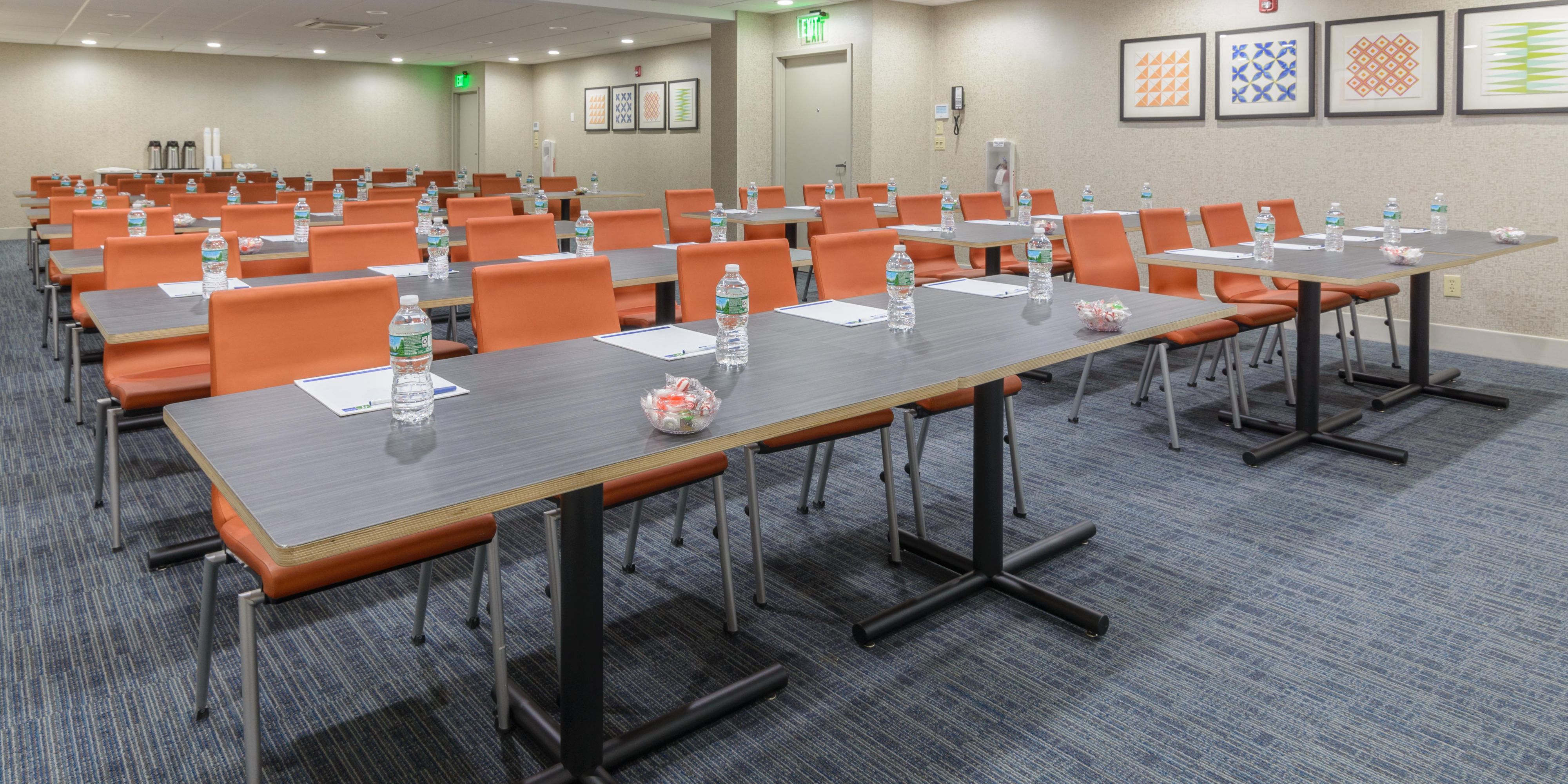 We offer two flexible meeting rooms that can accommodate up to 80 people and many different room configurations. All rooms have free high-speed internet access and located on the first floor.