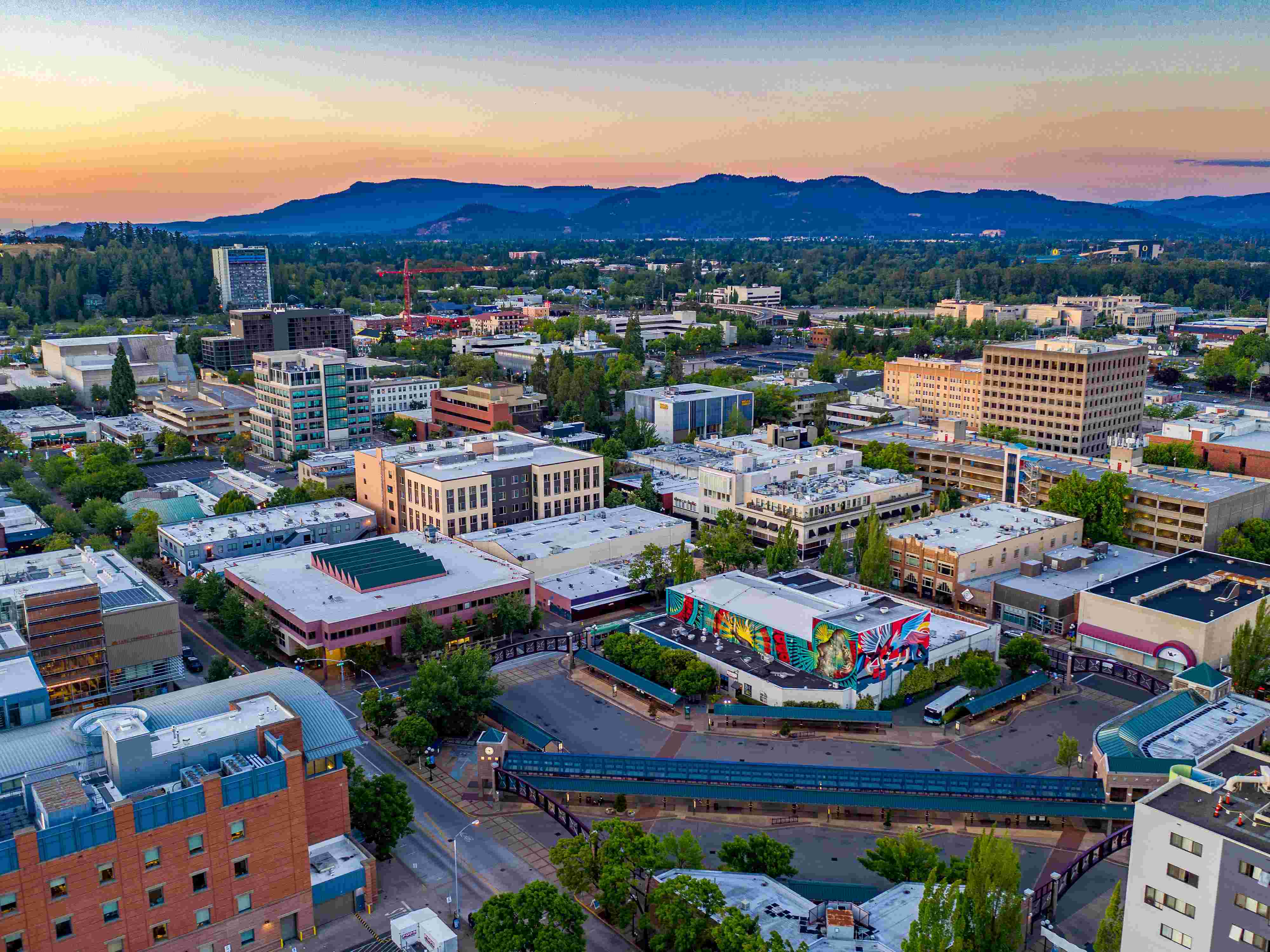 Aerial view overlooking the city of Bend, Oregon