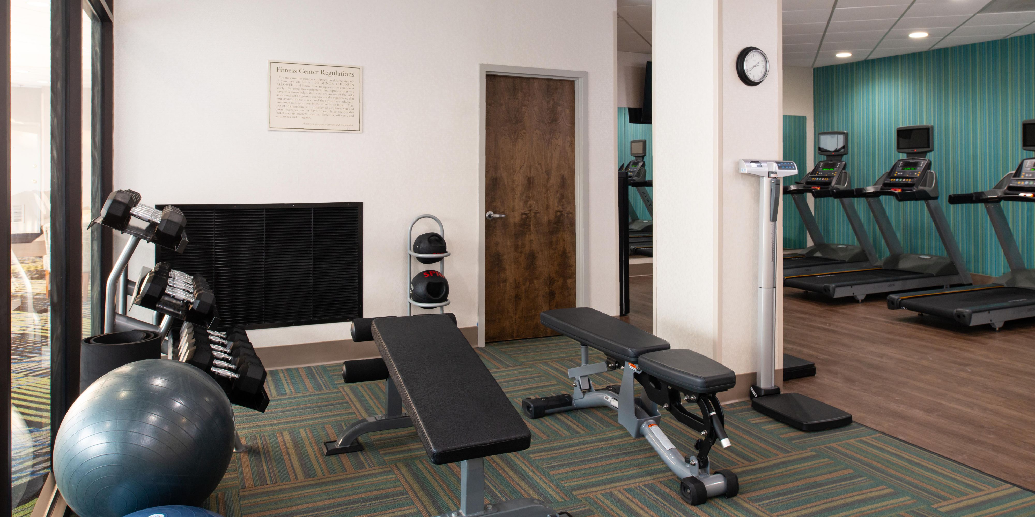 Don't skip a beat on your workout routine when you travel. Our Fitness Center features cardio machines and free weights for your perfect workout!
