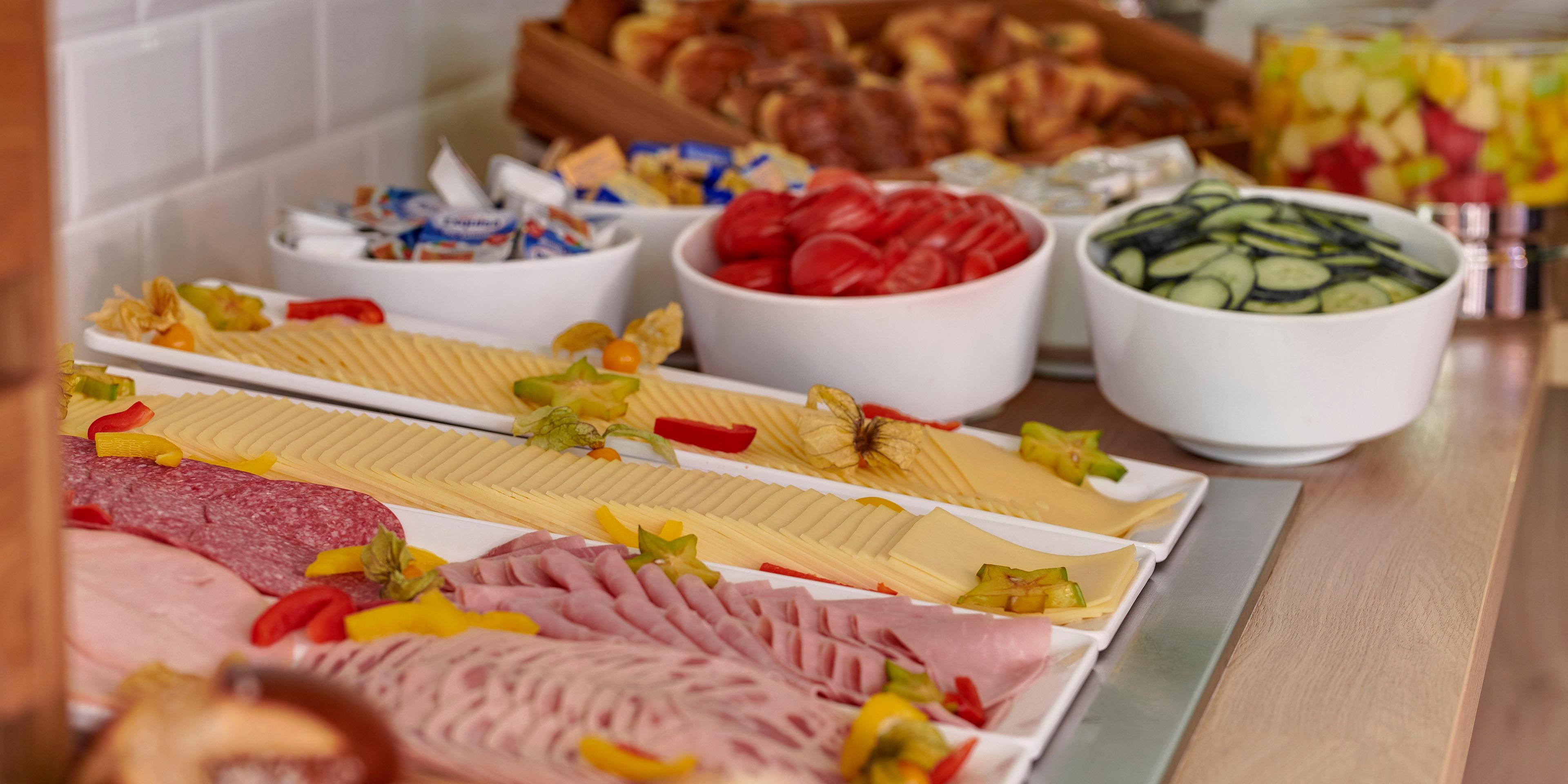 Fuel up for the day with the included continental Express Start™ Breakfast buffet in the Great Room. The spread includes pastries, cold cuts, hard-boiled eggs and more.