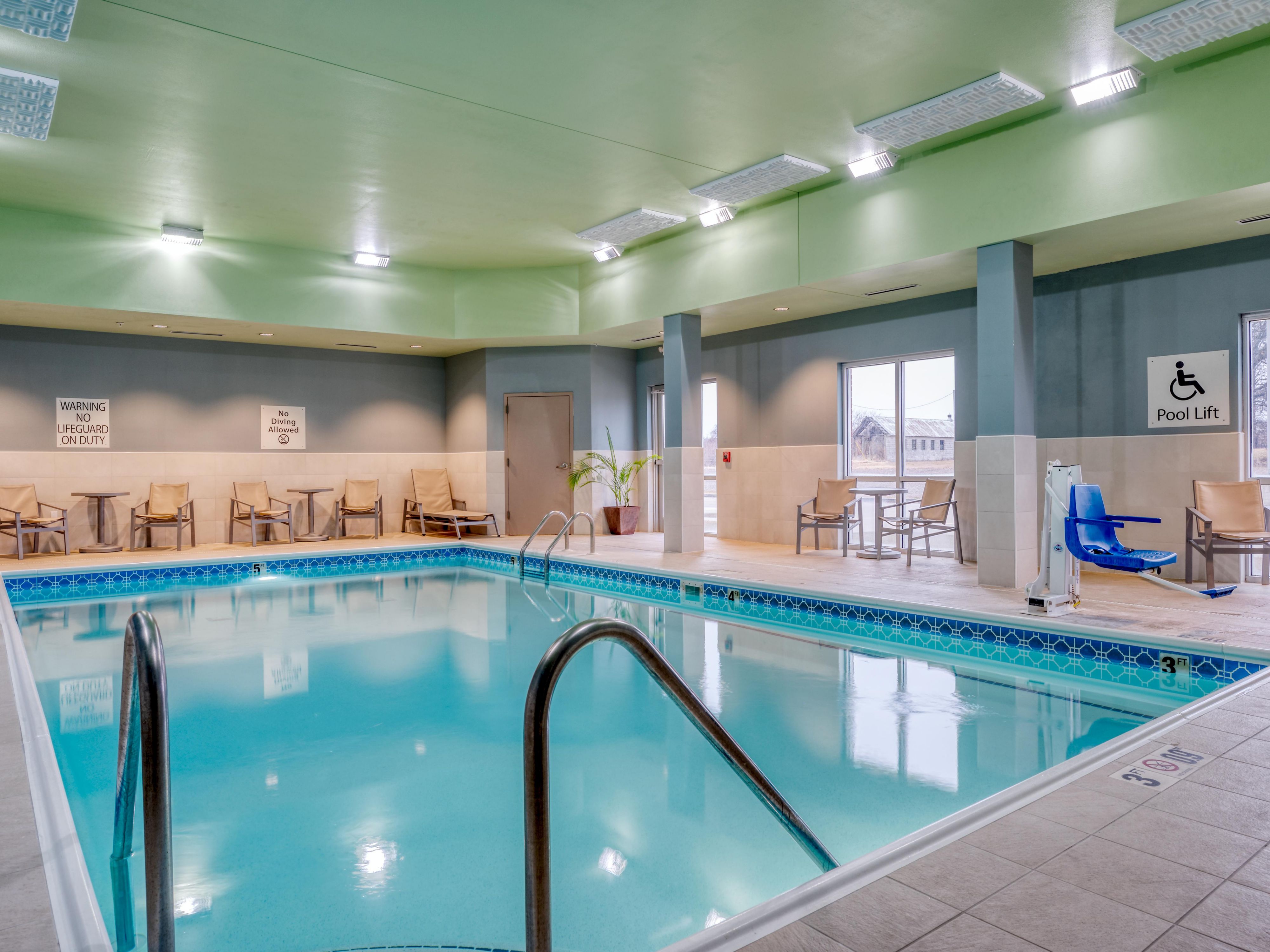 Weather is never an issue. Enjoy our indoor pool year-round.