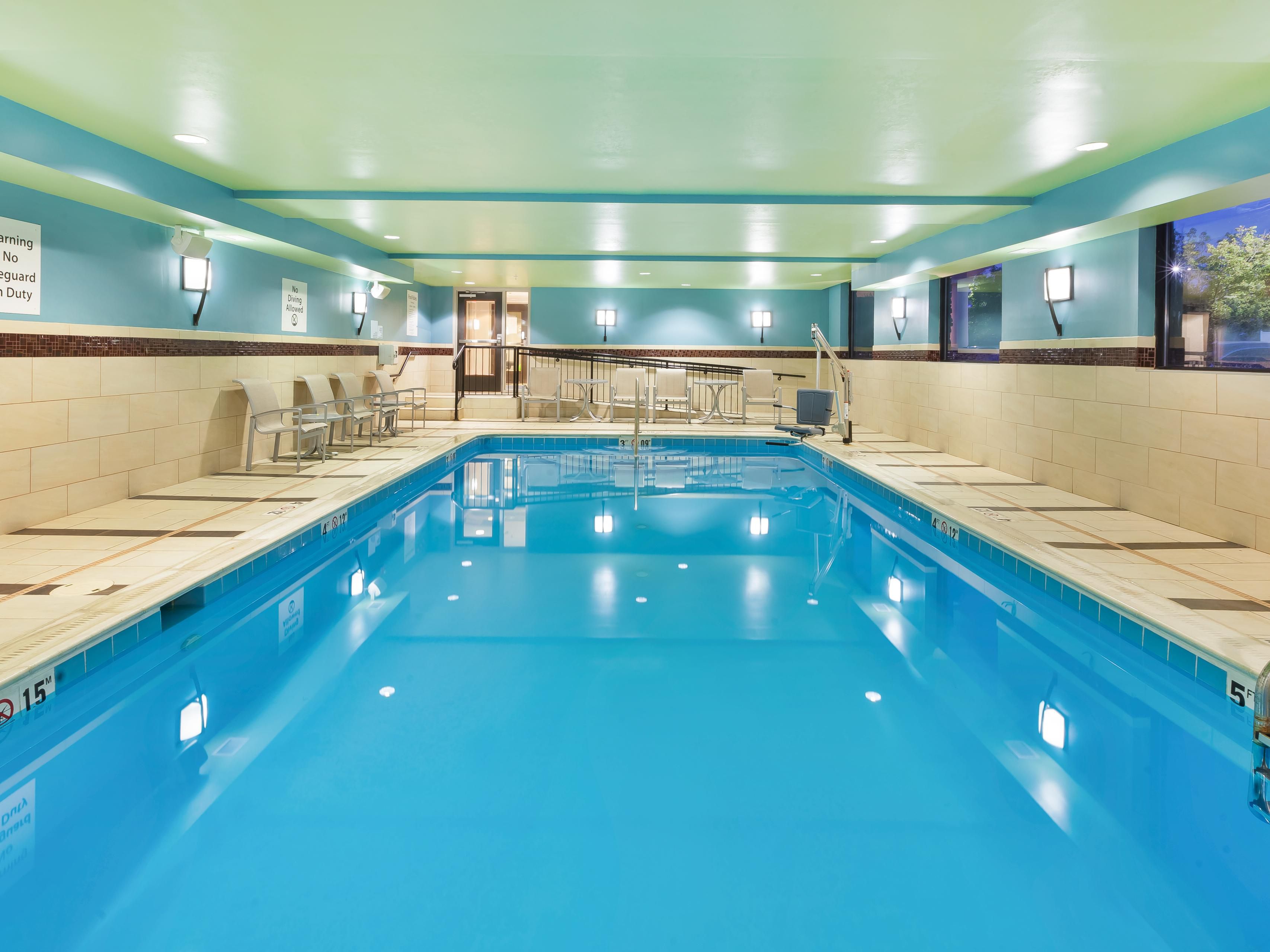 Experience relaxation with a soak in our heated saltwater pool.