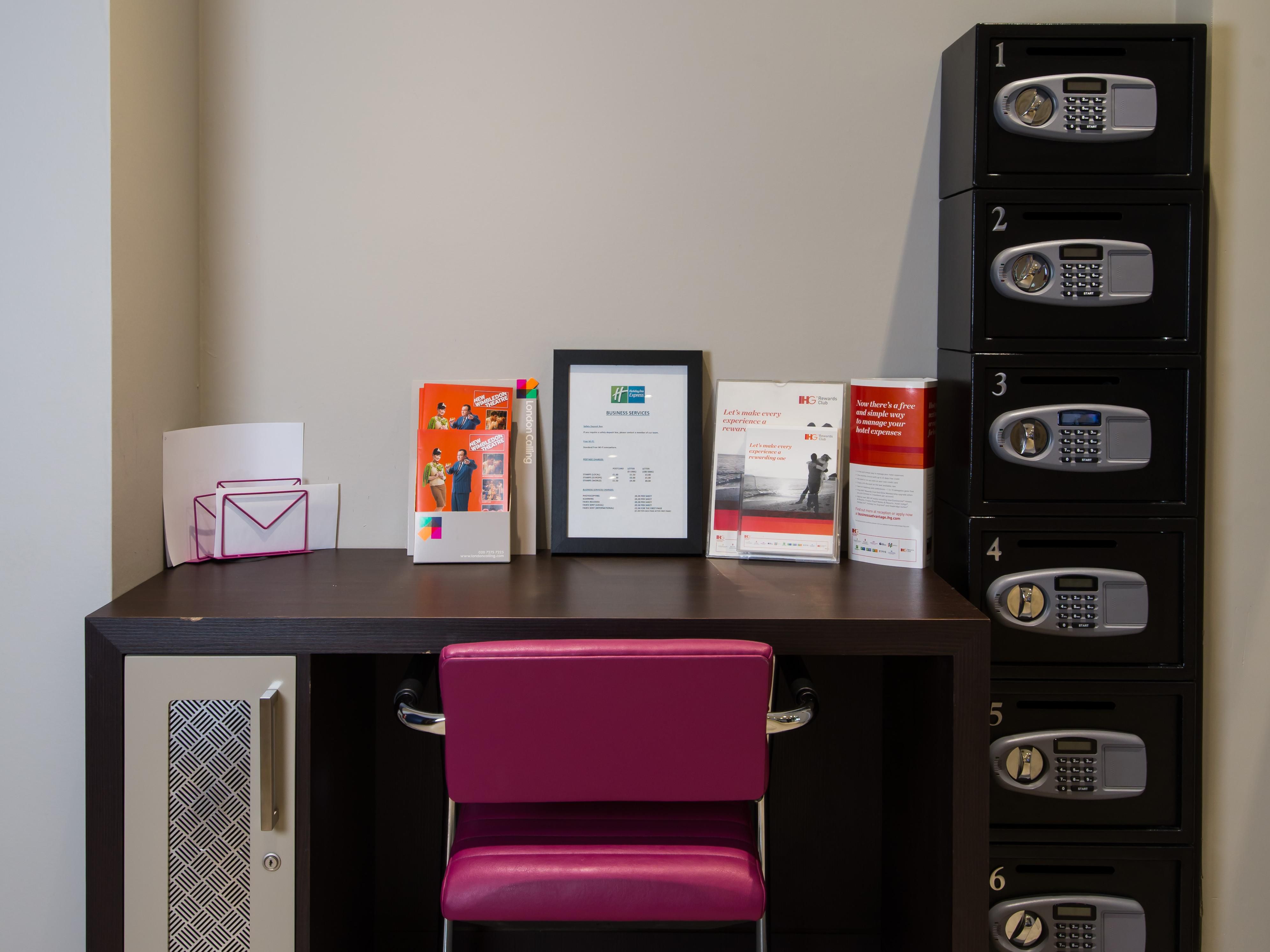 Plug your laptop in at our Business Centre opposite Reception
