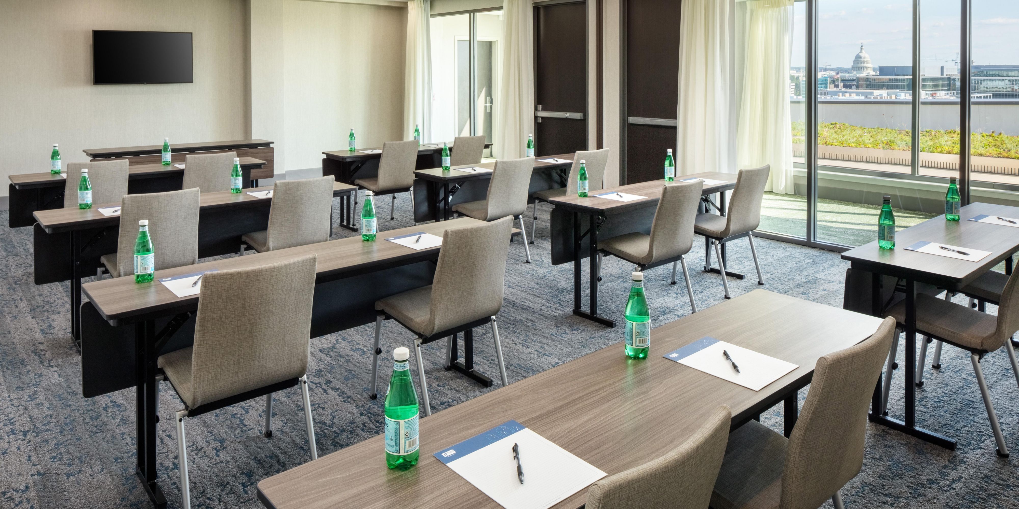 800 sq ft of meeting space with impeccable views. Our penthouse meeting room with pre-function area provides the perfect atmosphere for your next meeting or social event. Bundle with 10 or more guest rooms to qualify for group pricing on guest accommodations. Black-out dates apply. Contact sales for pricing and availability.