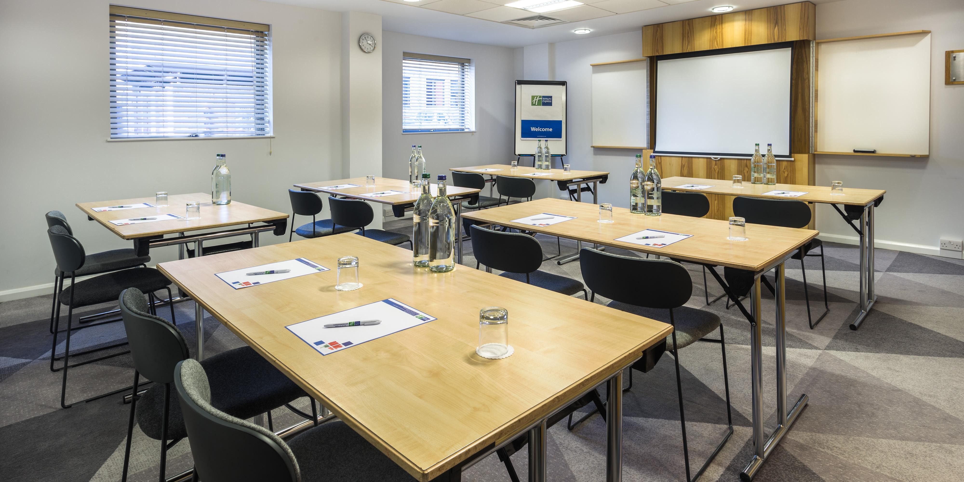 2 comfortable meeting rooms and a great range of in-room facilities.
Perfect for meetings, training sessions, or presentations
• With capacities of 20 to 30 people - perfect for the smaller meeting
Day Delegate Package includes: 
• Full day room hire
• Unlimited tea and coffee with biscuits and bottled water in the room
• Sandwich buffet lunch