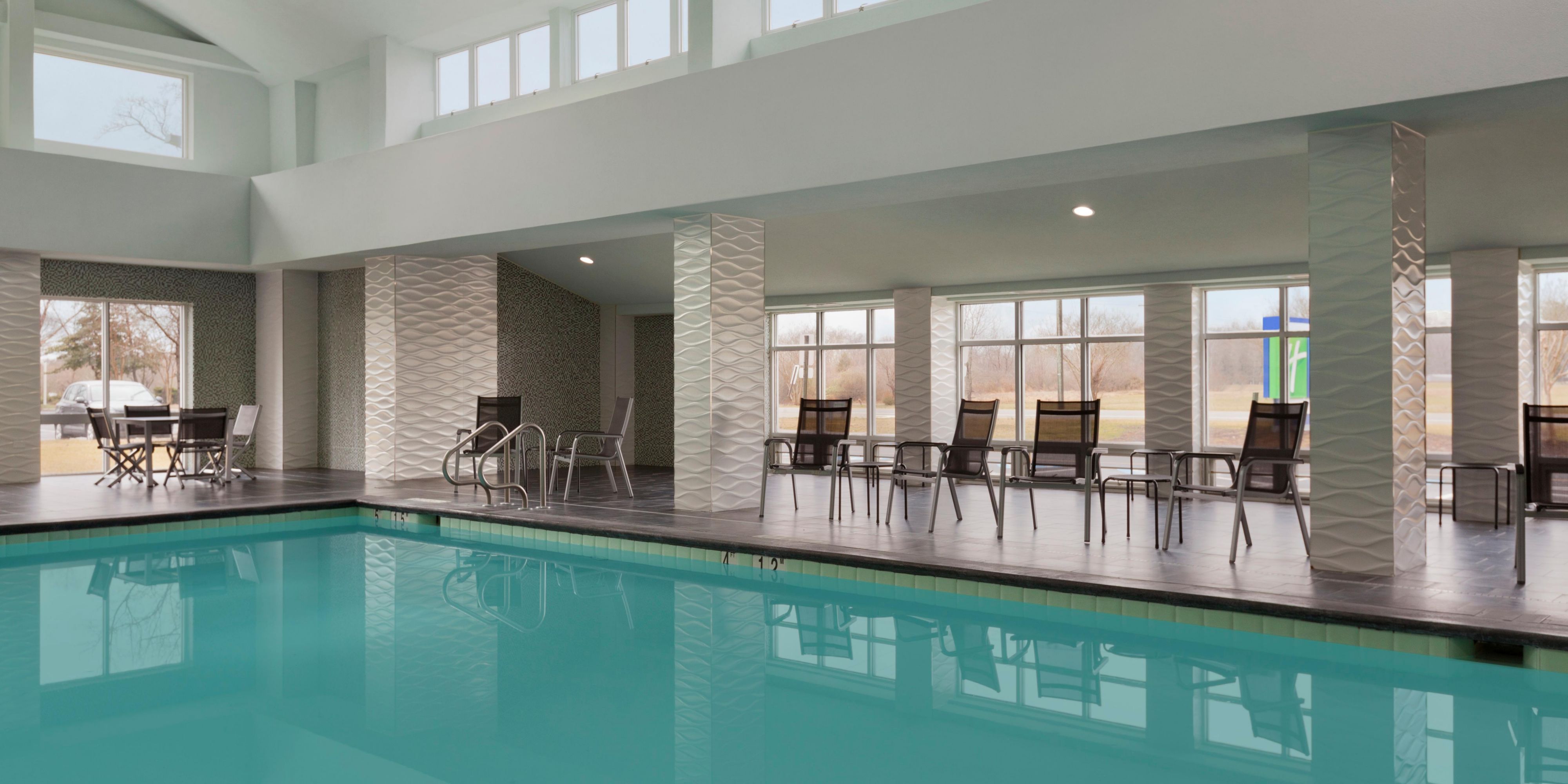 Dive in, to our Heated Indoor Pool with Color Changing LED Lighting.  Pool hours are 7am-10pm Daily.