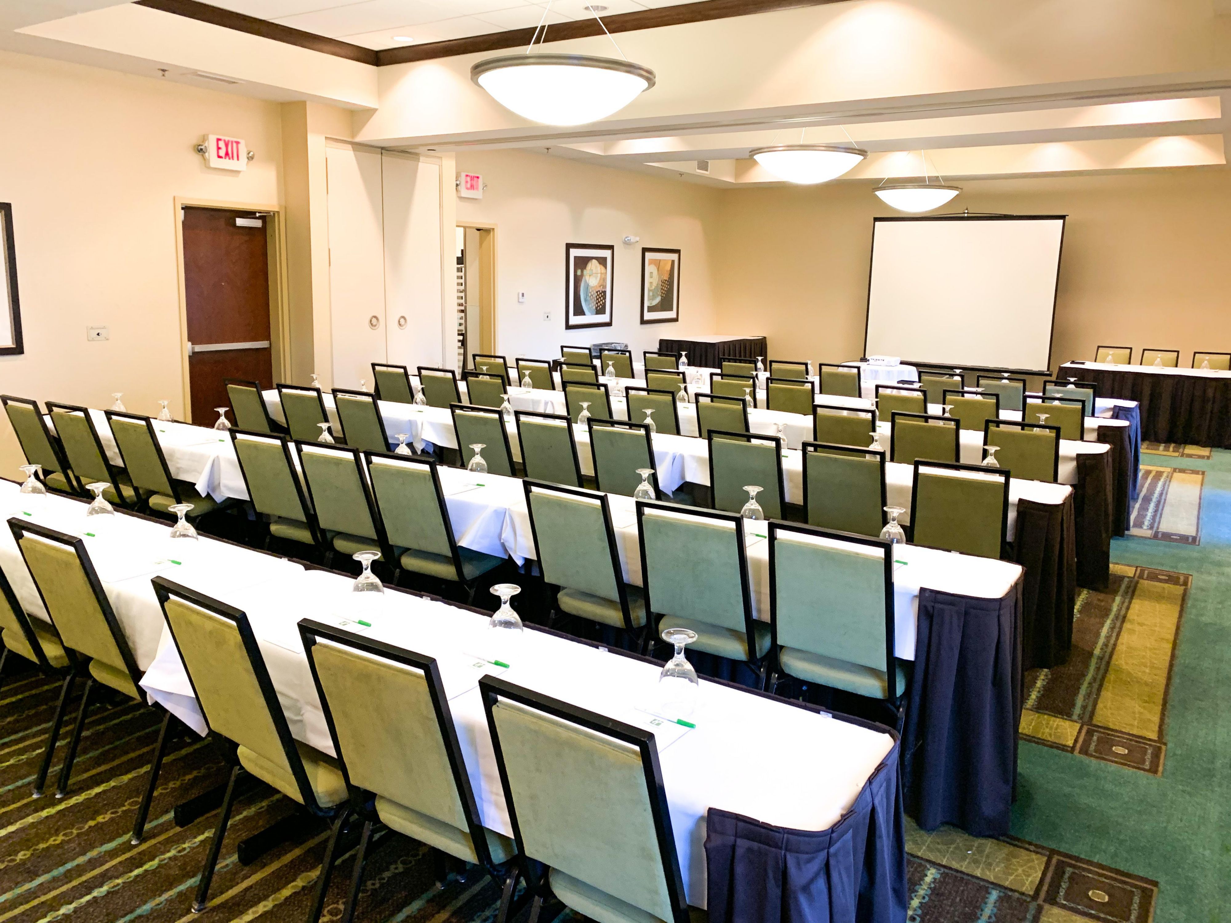 We have 2,100 sq. ft. of onsite meeting space which can host up to 225 people.