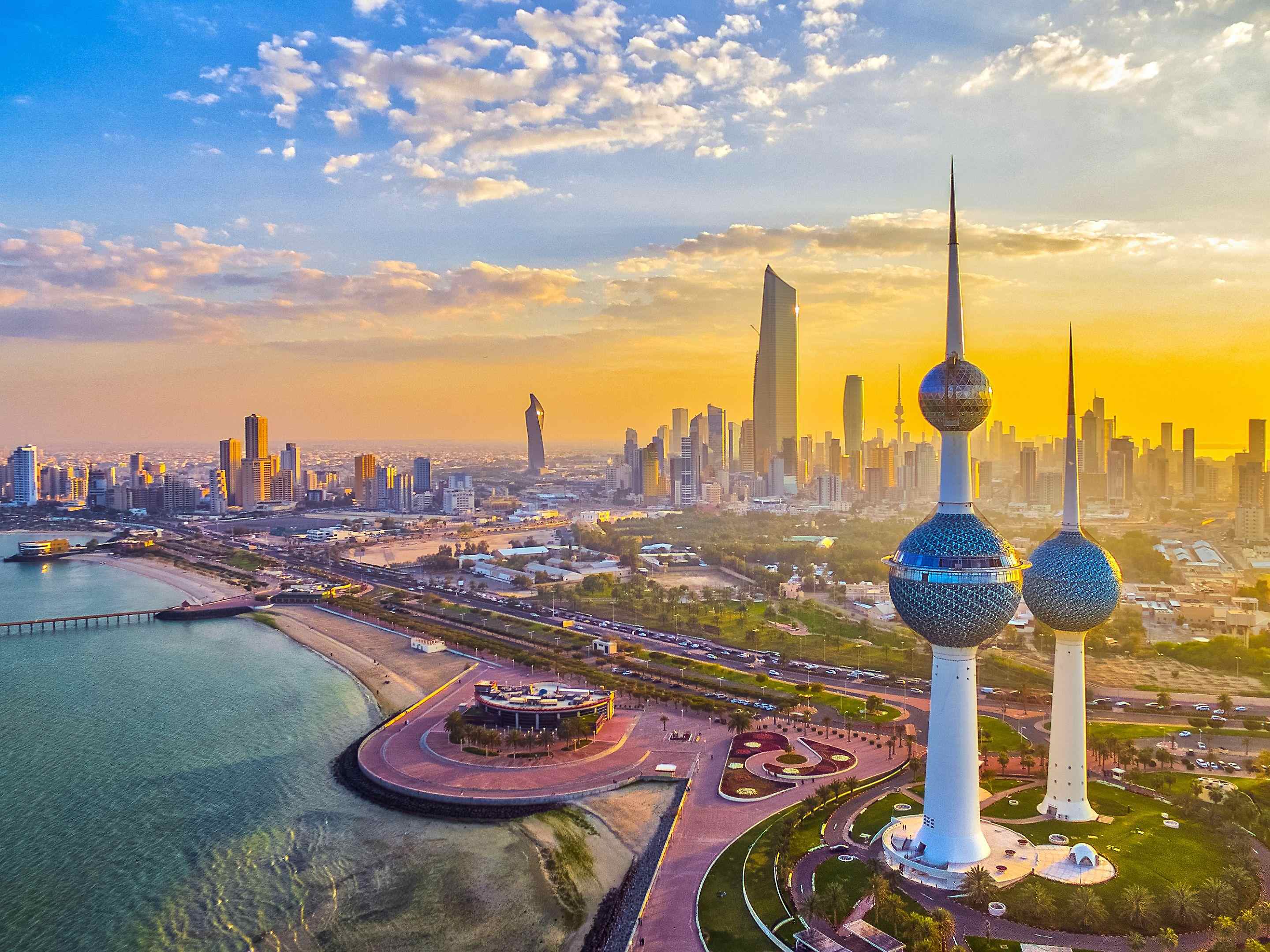 The Charming Kuwait Towers and the Arabian Gulf
