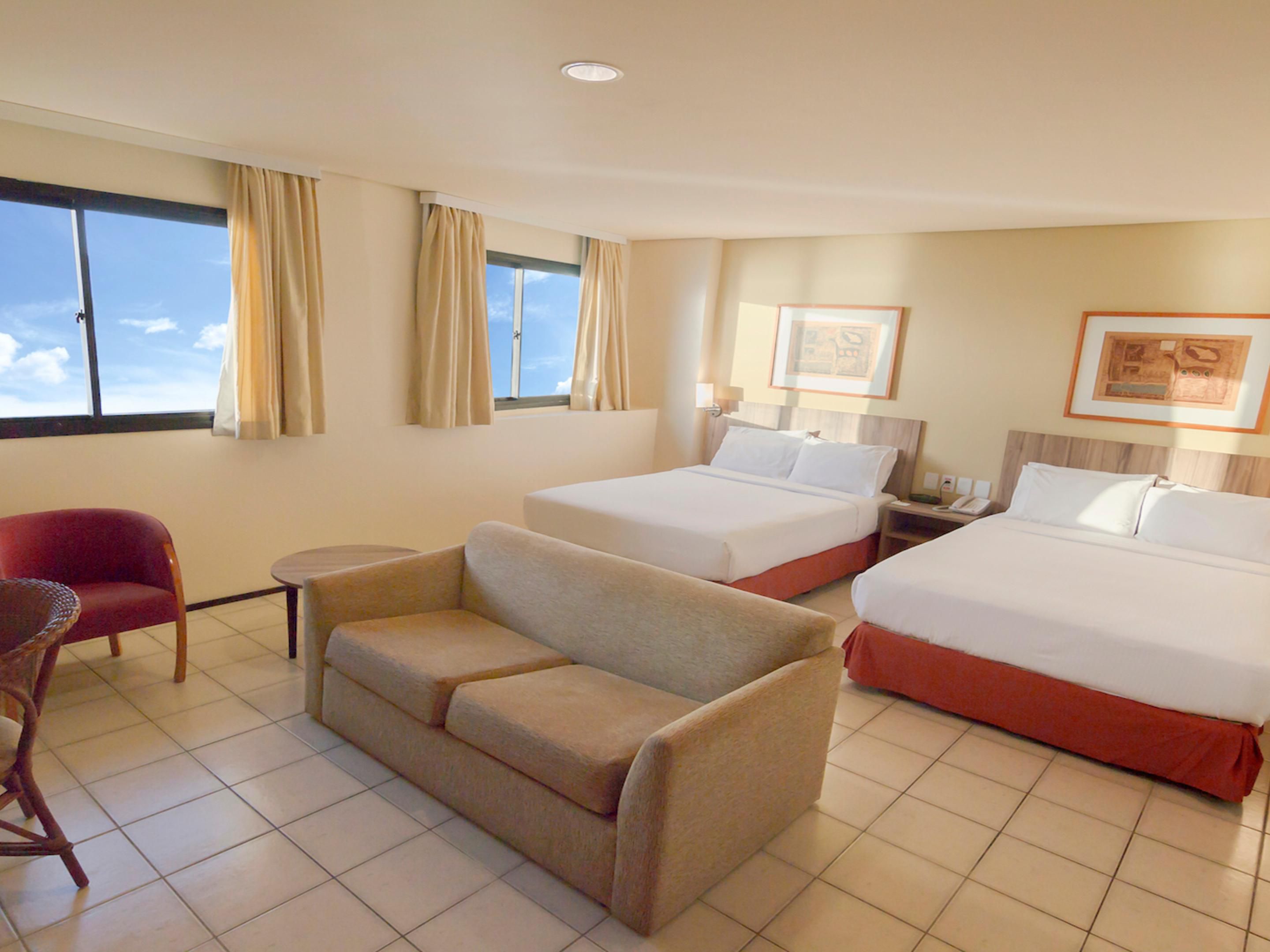 With beautiful sea view our rooms are very spacious (from 37m² to 64m²) with modern and renovated décor, perfect for your business or vacation trip.