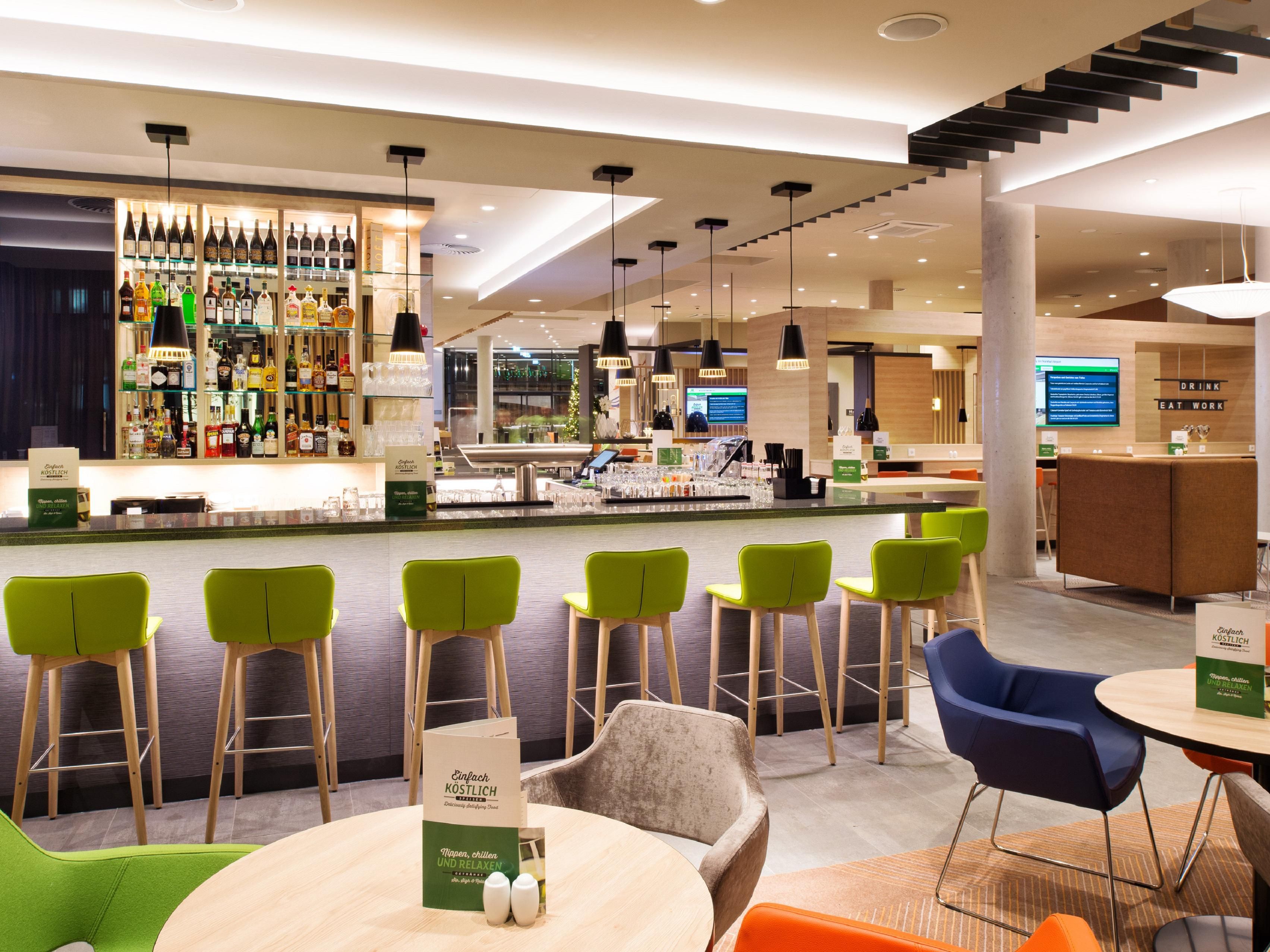 Relaxing after a busy day? Your flight was late? Come to our hotel bar, have a drink and relax!