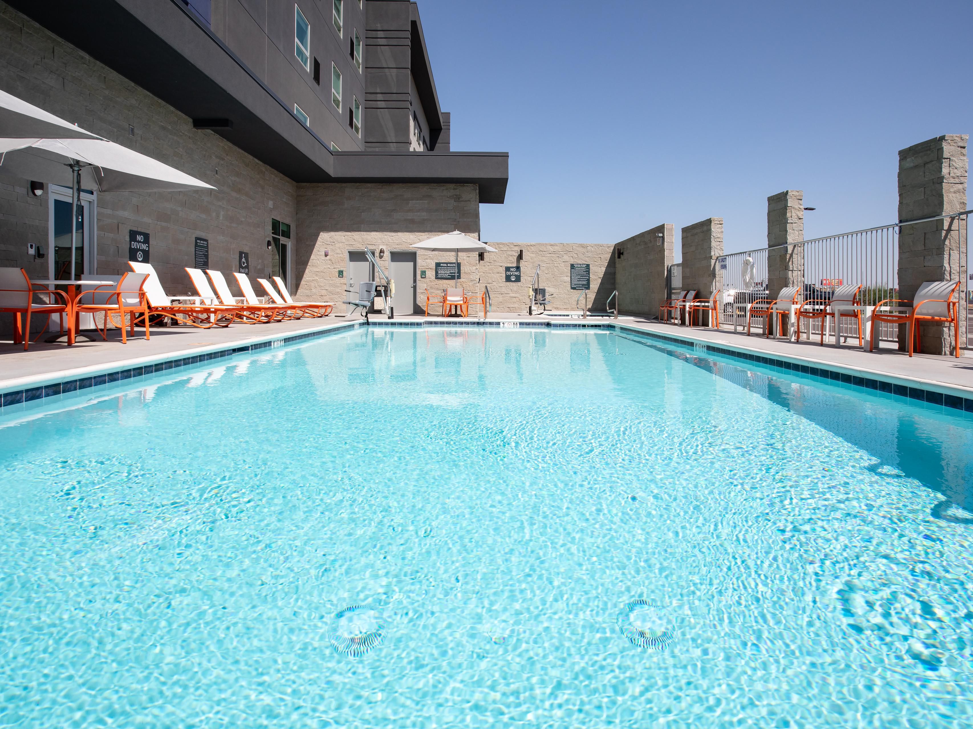 Enjoy our relaxing outdoor pool all year round.  Whether working on your tan, or you just want to soak up some sun while reading a book, this is the perfect place for you!