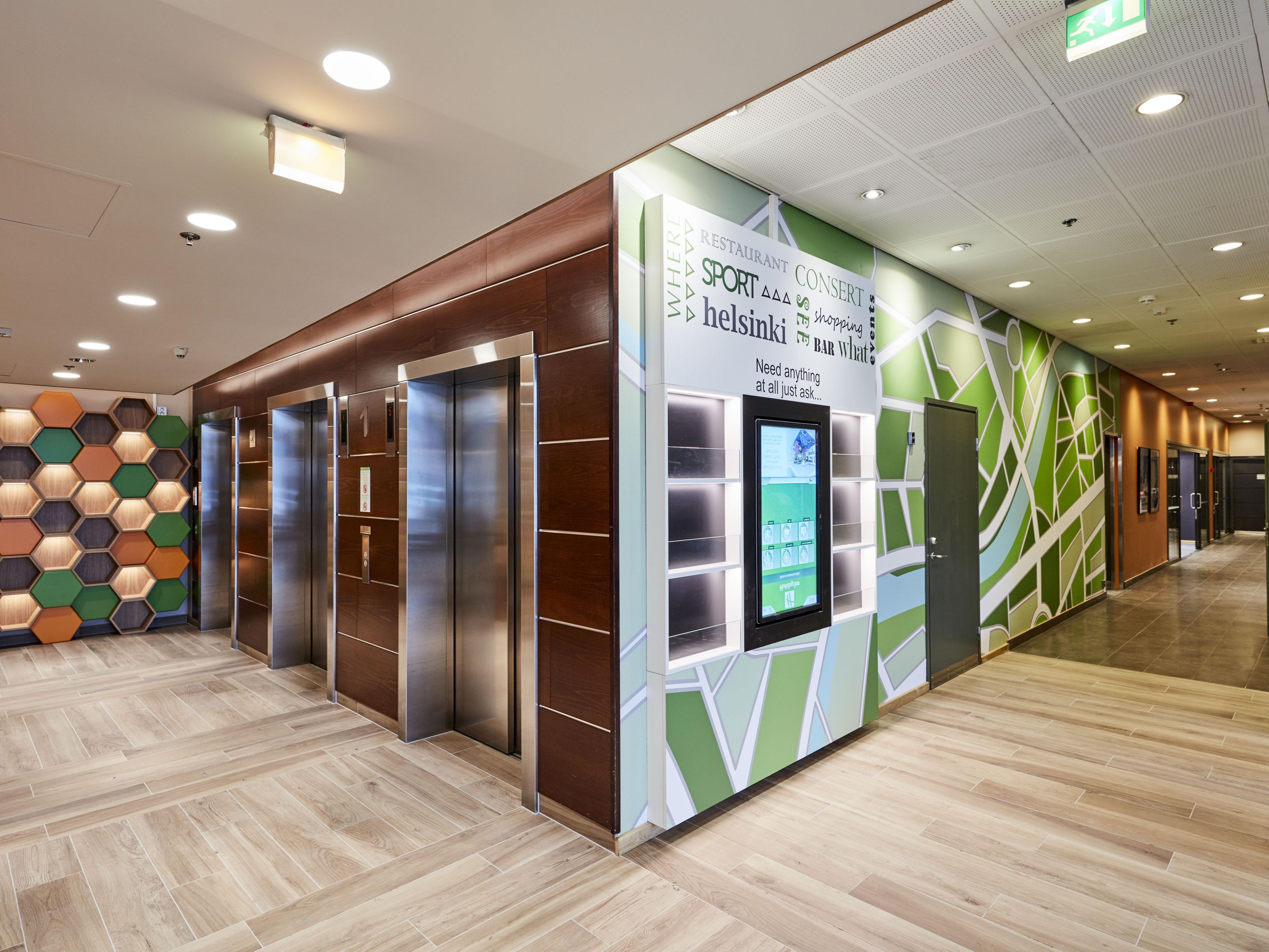 Try the Monscierge when visiting our Open Lobby. The Monscierge touch screen, next to the reception, helps you find all the important sights and places of Helsinki. It also shows the map and guidance on how to reach the place. In addition to this you can also send an e-postcard to your friends, so they know where you are. Try it on your next visit.