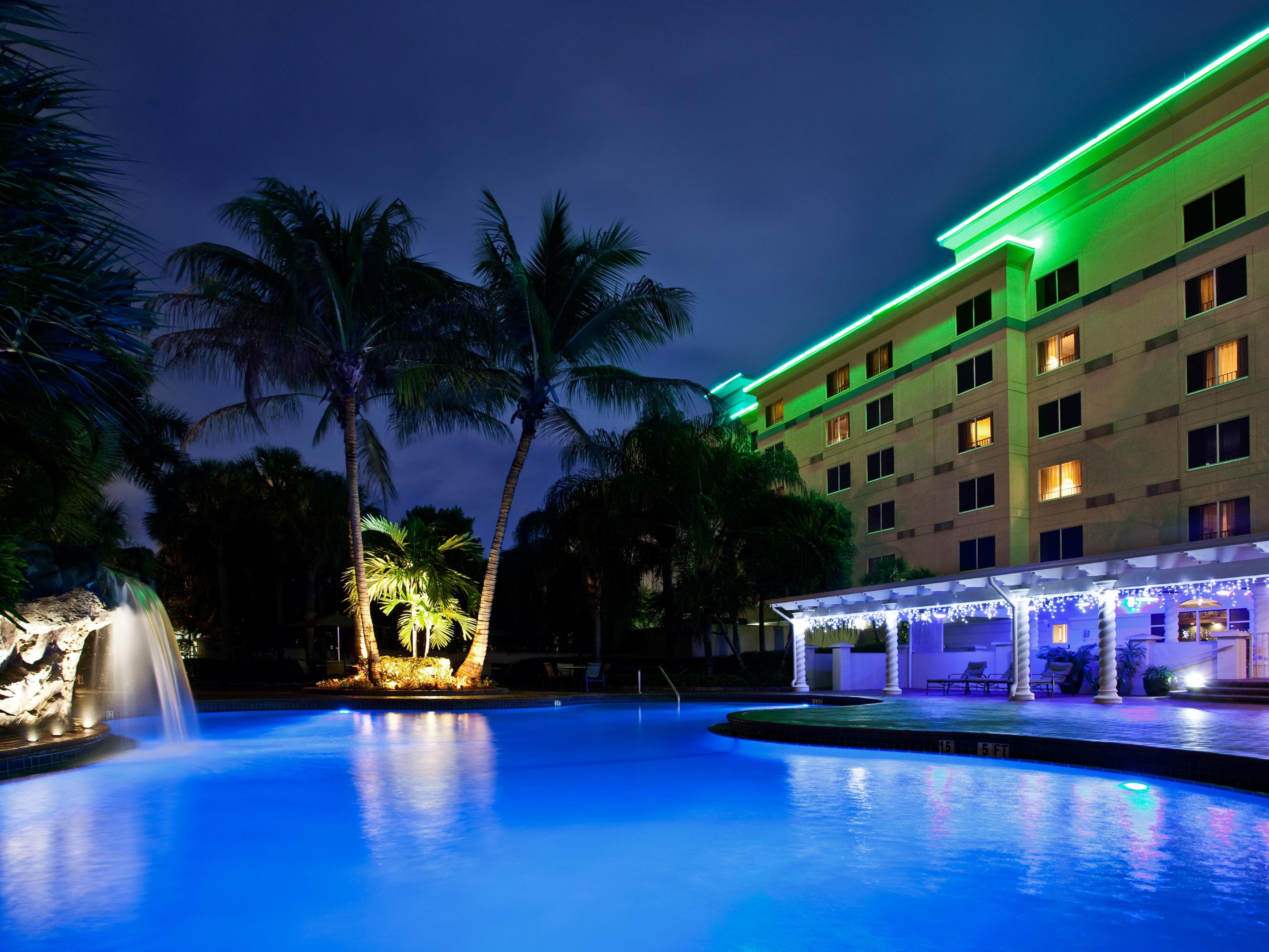 Explore our expansive pool area and hot tub within our very own tropical oasis.  Sip on your favorite cocktail while lounging around in paradise   Our waterfall creates the perfect backdrop to lounge around and enjoy everything we have to offer to feel relaxed and stress free!