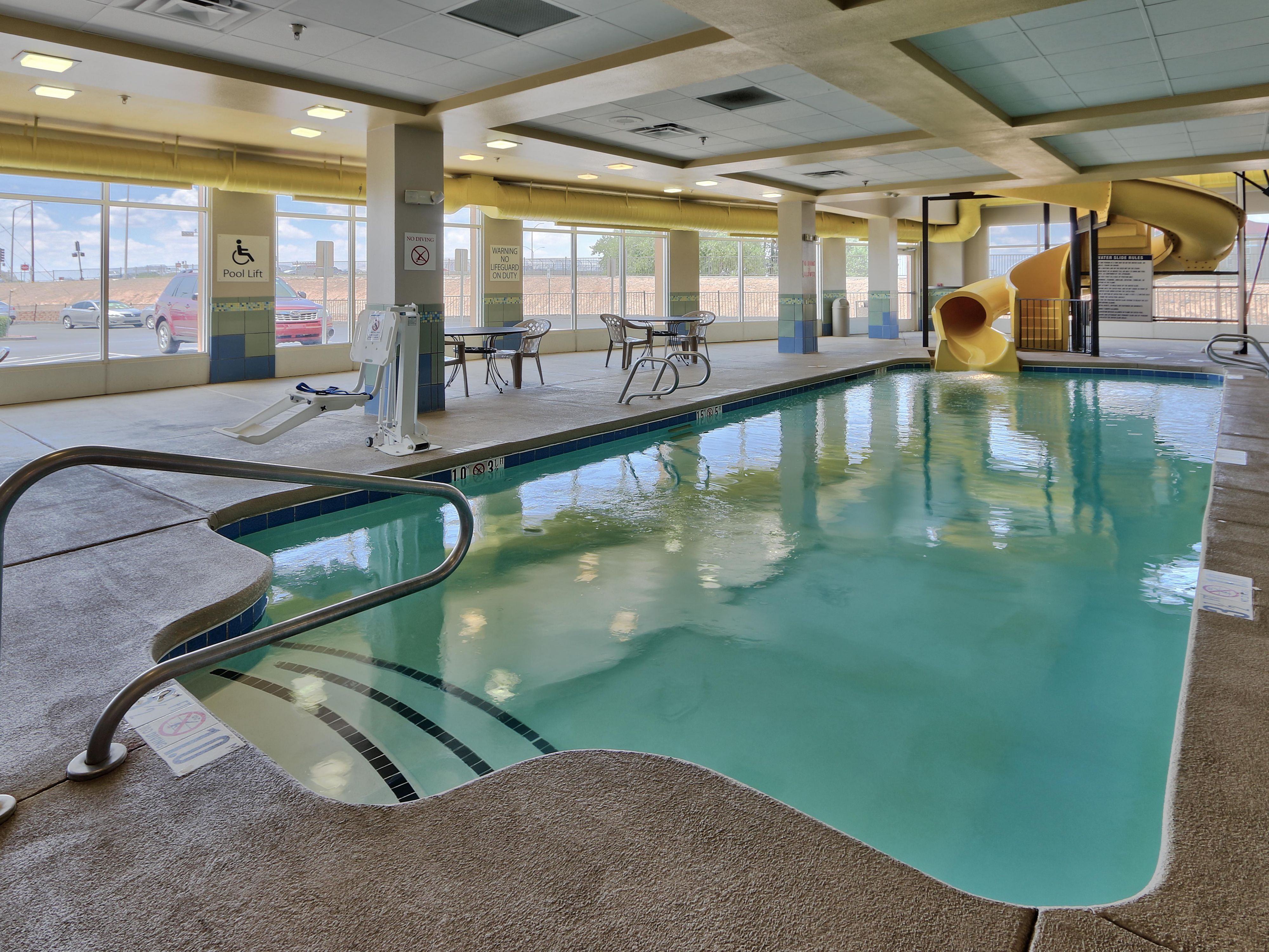 Our heated indoor pool is open daily from 9am - 10pm.