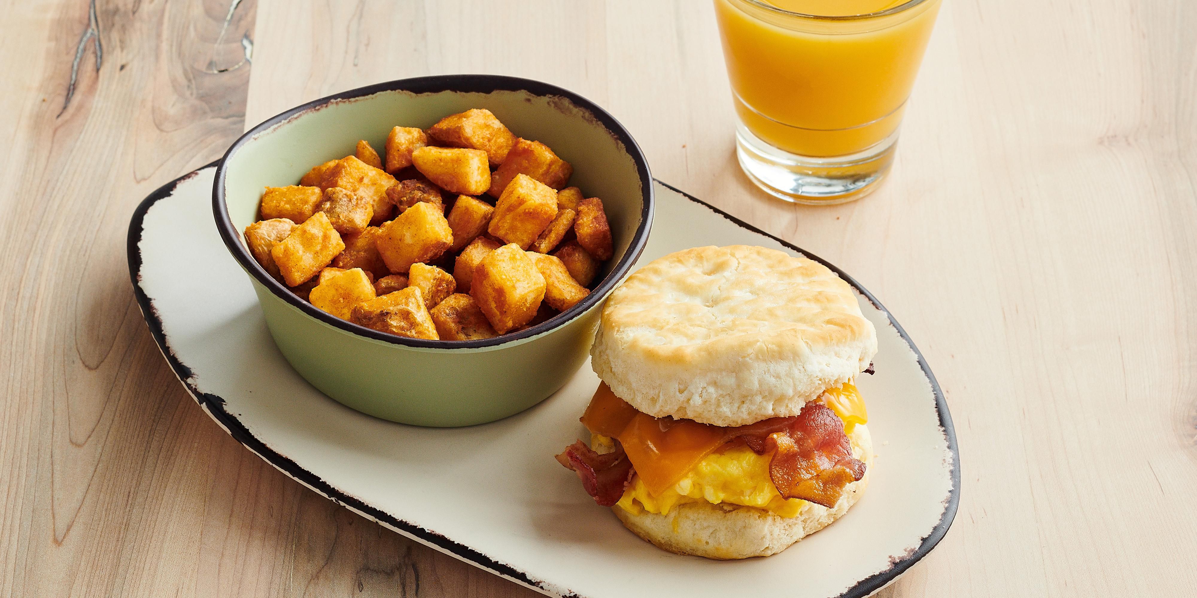 enjoy a Bacon Breakfast Sandwich from our On-site Restaurant