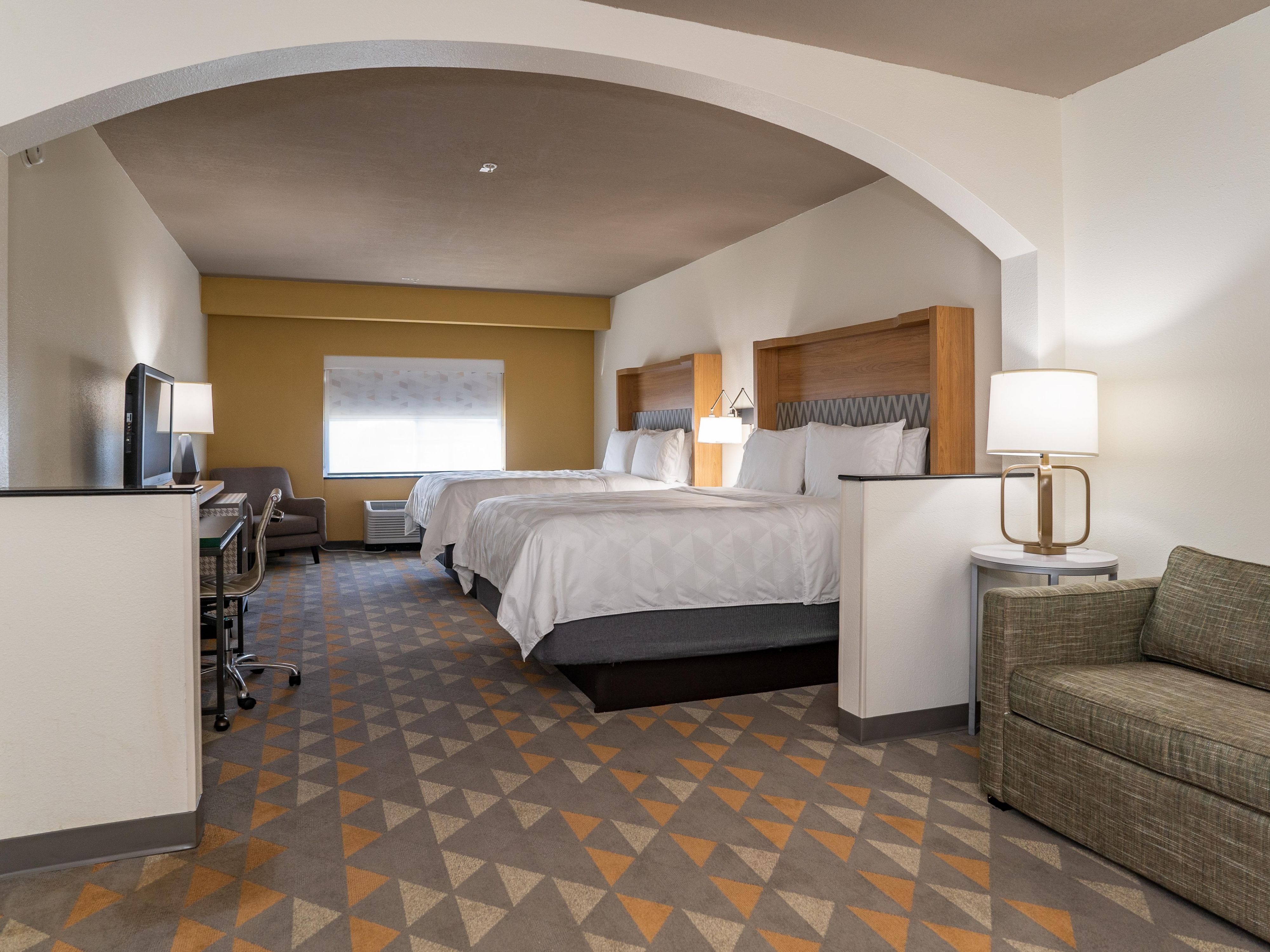 You will enjoy our newly renovated rooms and suites.  Our spacious rooms are all equipped with a sleeper sofa, small refrigerator, microwave and Keurig coffeemaker.