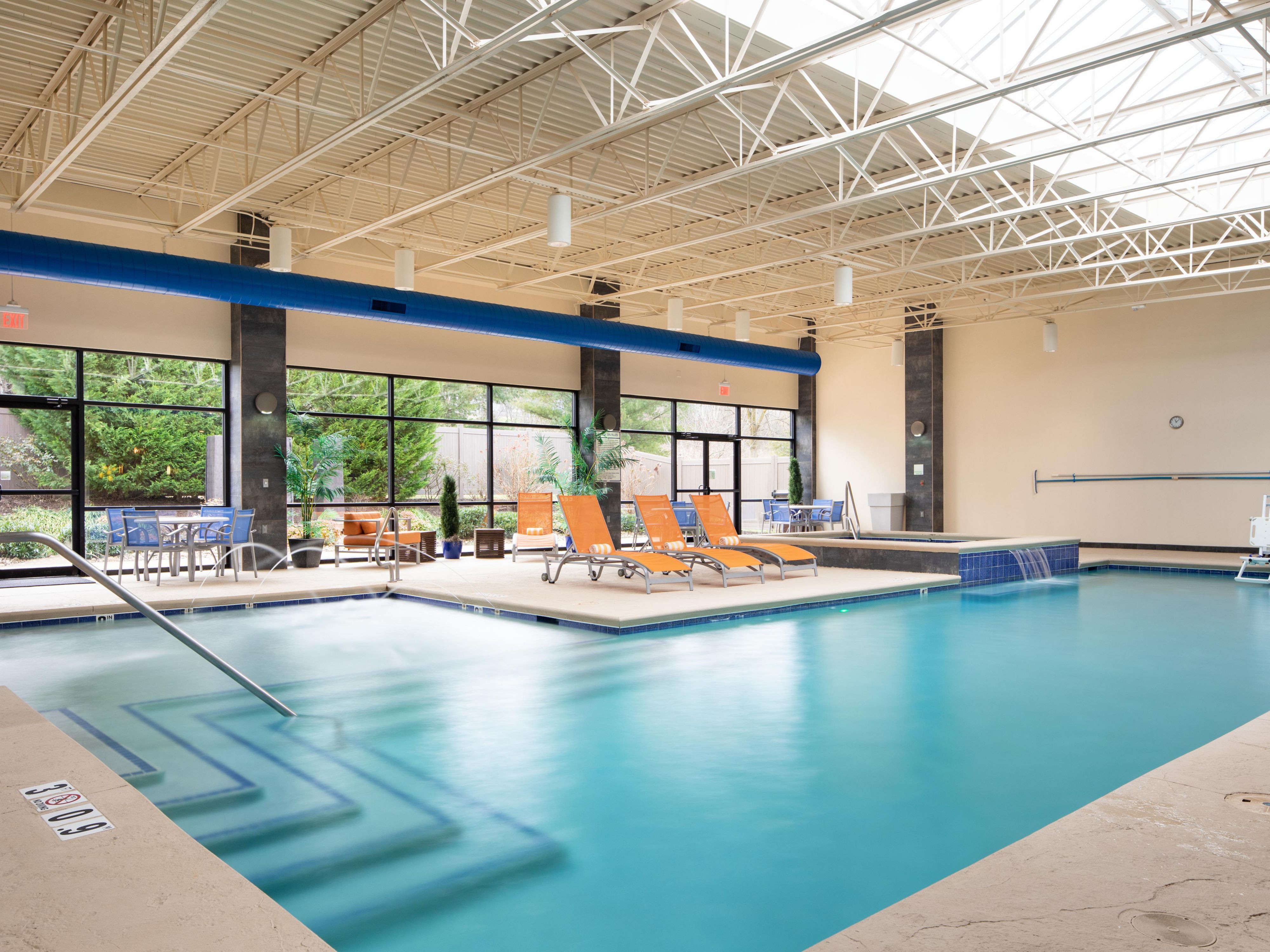 Treat yourself to a dip in our indoor saltwater pool and whirlpool hot tub or pull up a chaise lounge and relax poolside with a good book while the kids splash and swim. Open year-round, our heated pool is the perfect place to kick-start your day or soak away your cares after sundown. 