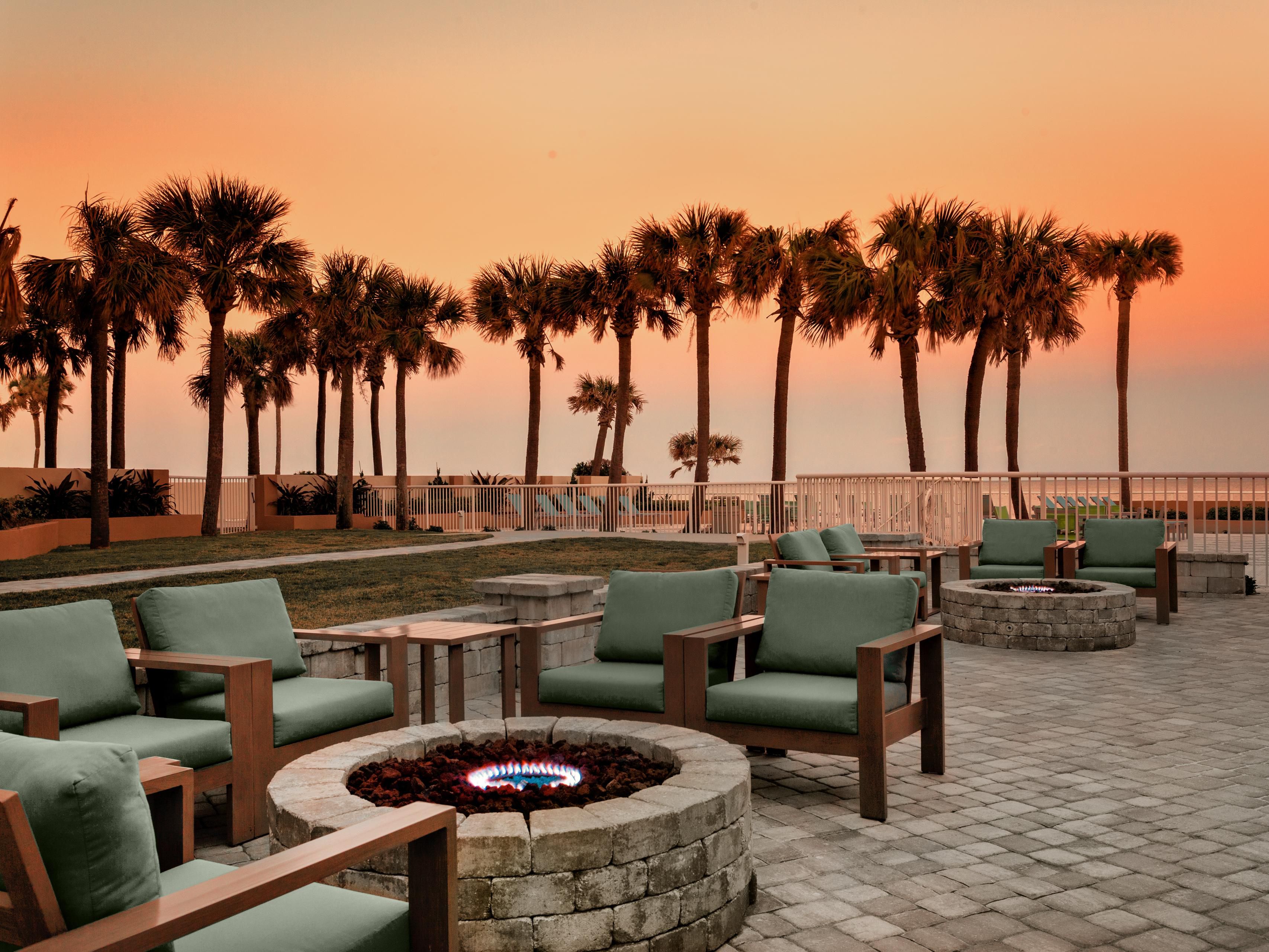 Two fire pits overlooking the Atlantic Ocean. 
