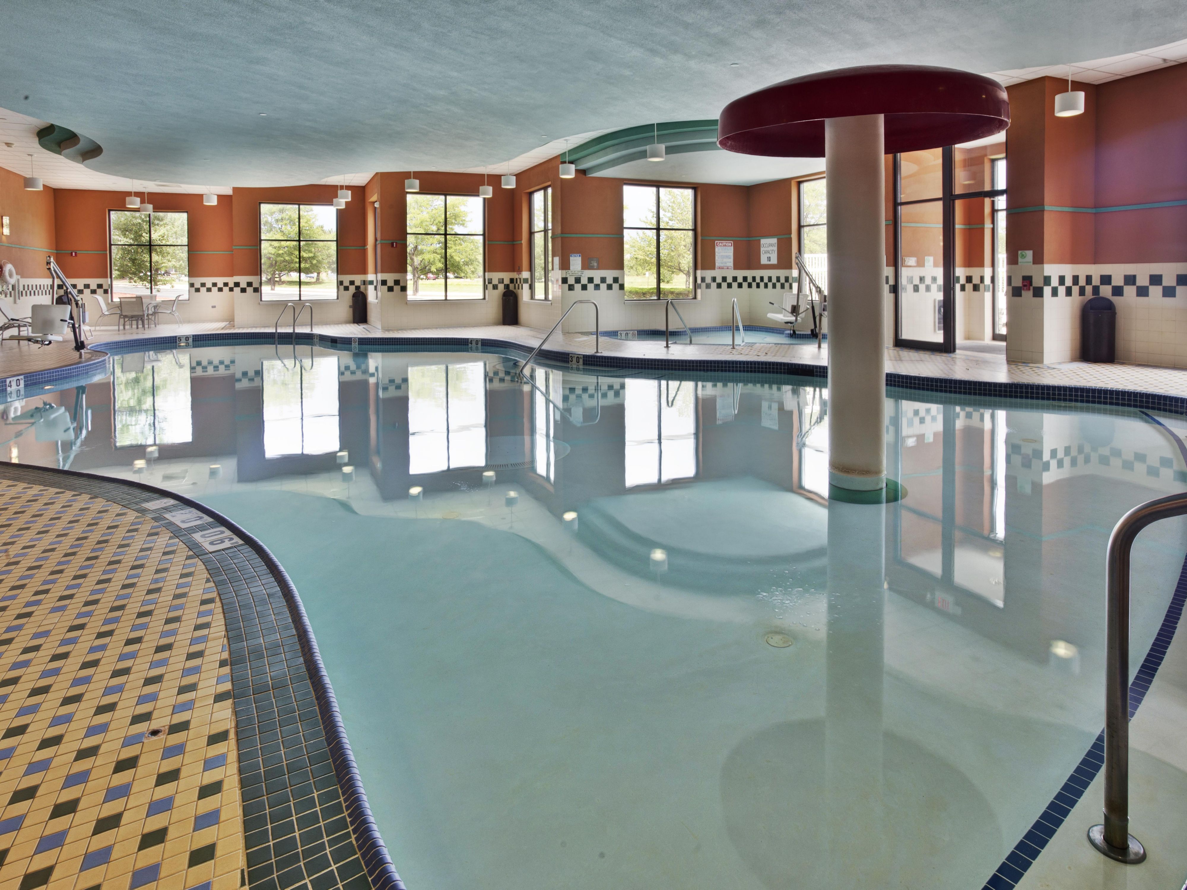 Our indoor swimming pool is a welcome oasis for relaxing, completing a work-out or splashing with the kids.  Don't let the cold weather outside force you put away your swim suit.  It can be Summer all year long in our pool.