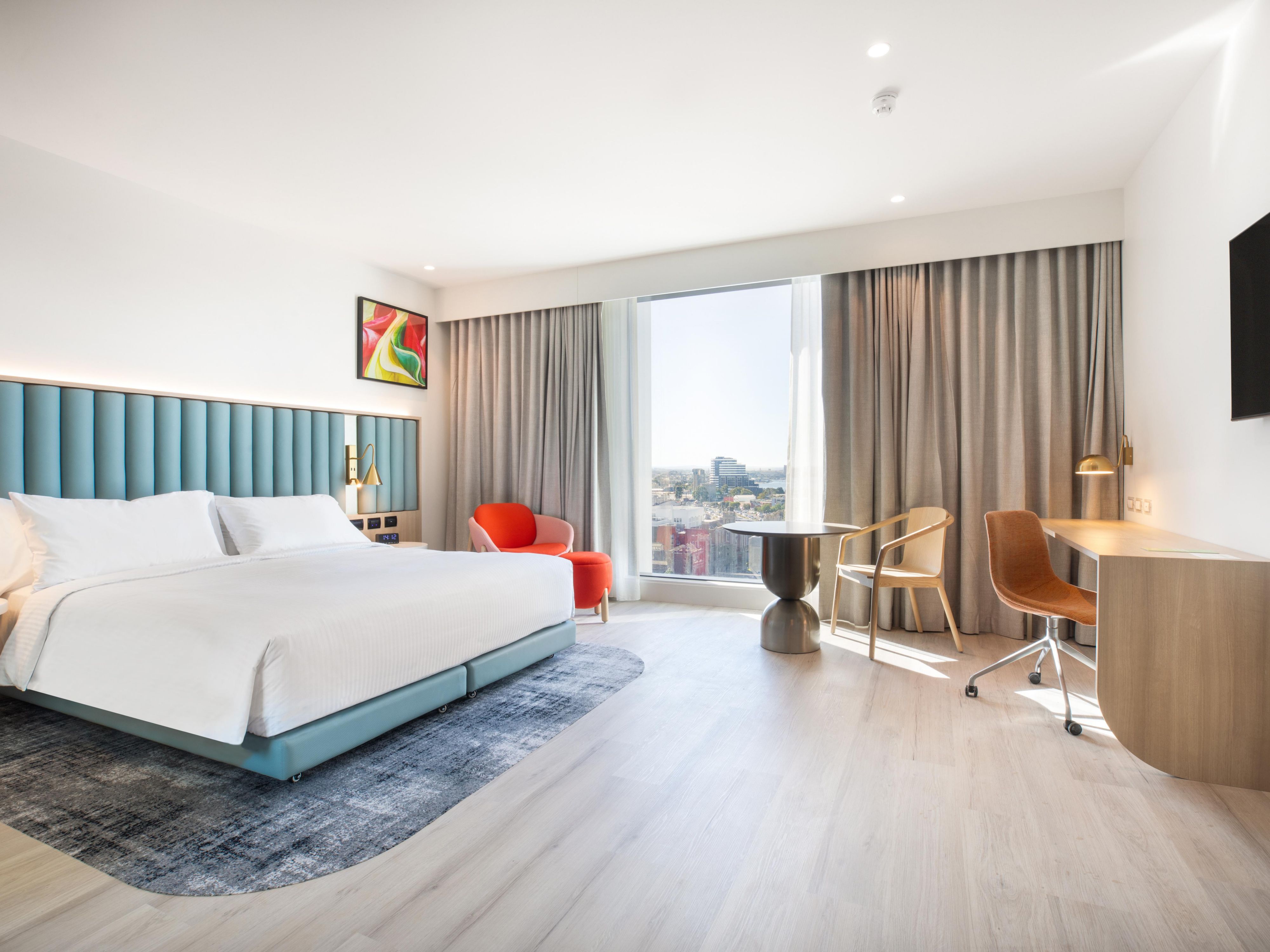 Spacious wheelchair accessible guest room 