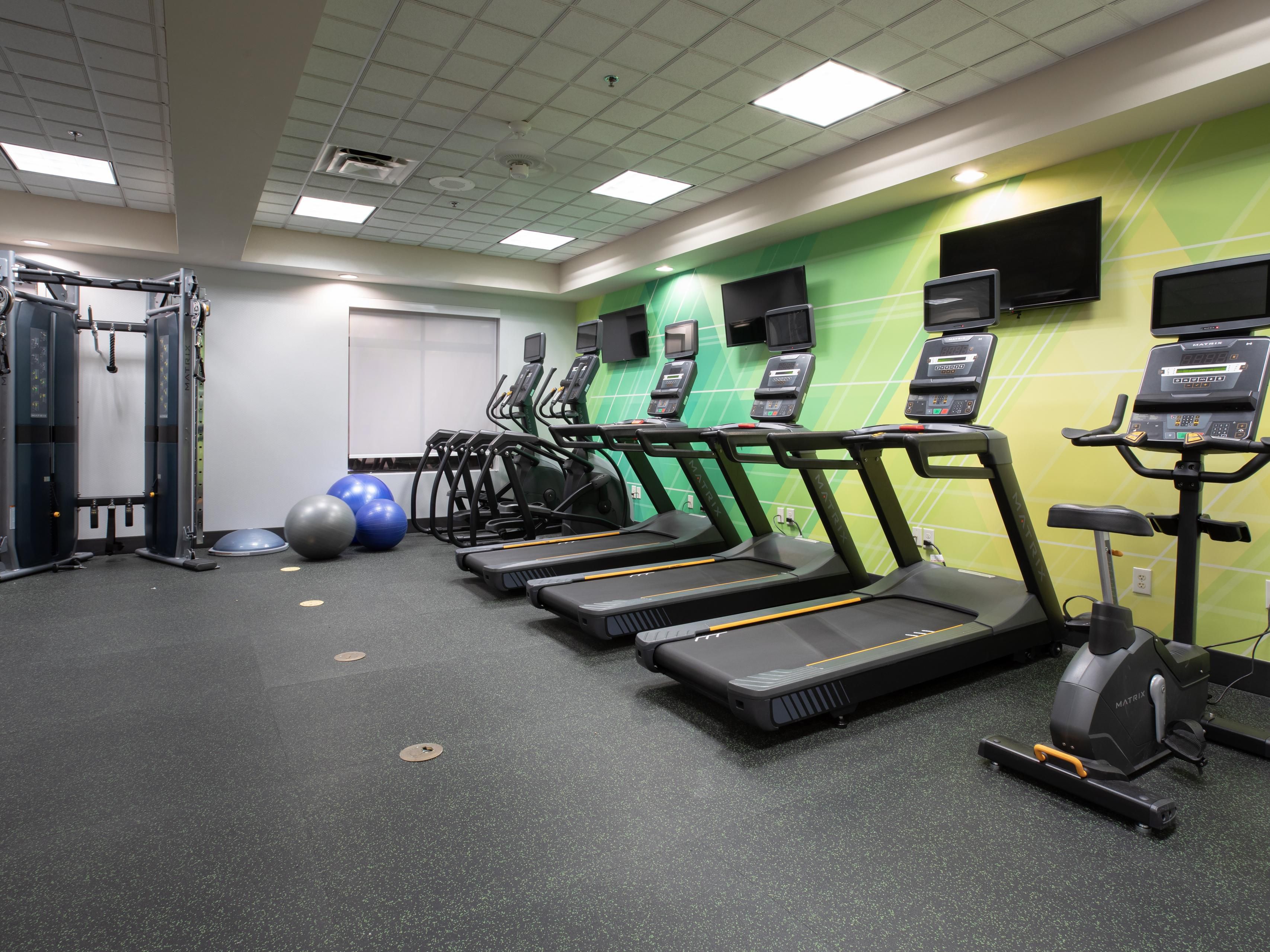Continue your workout regimen in our 24 hour fitness center.