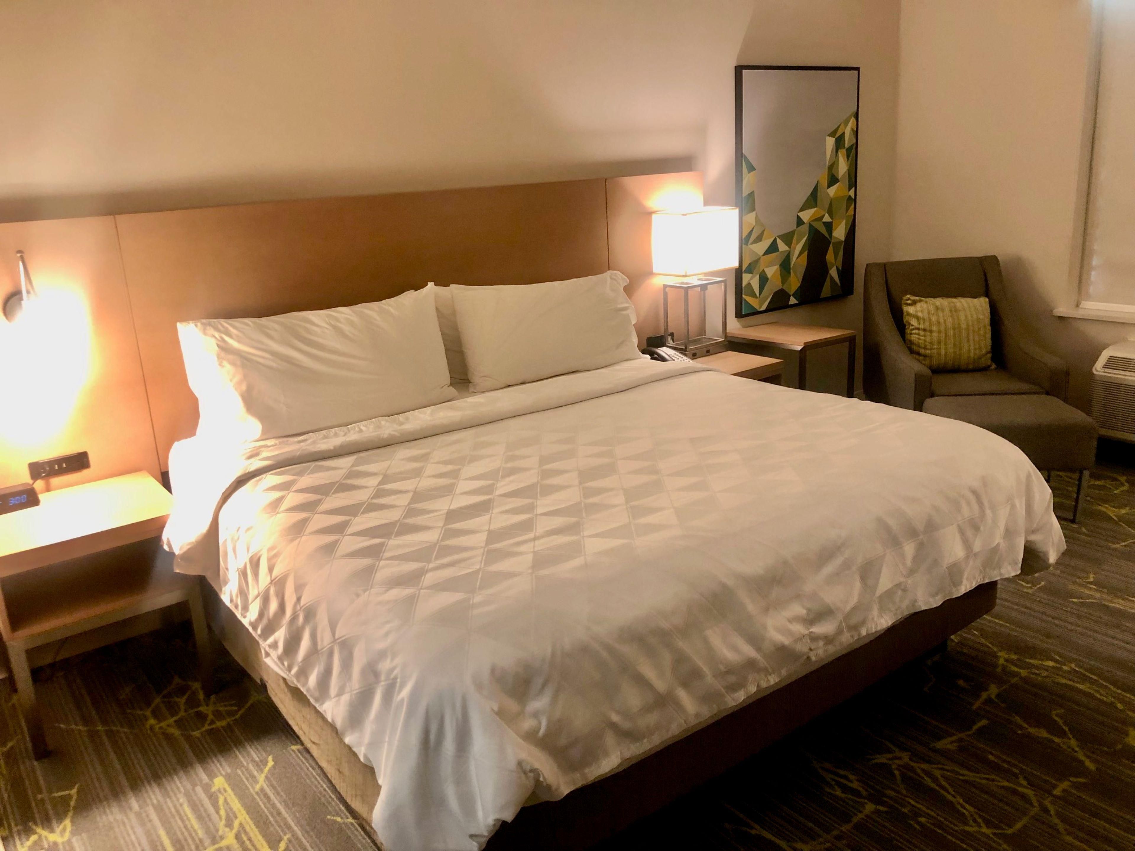 Enjoy a restful and relaxing stay in our room with a king bed