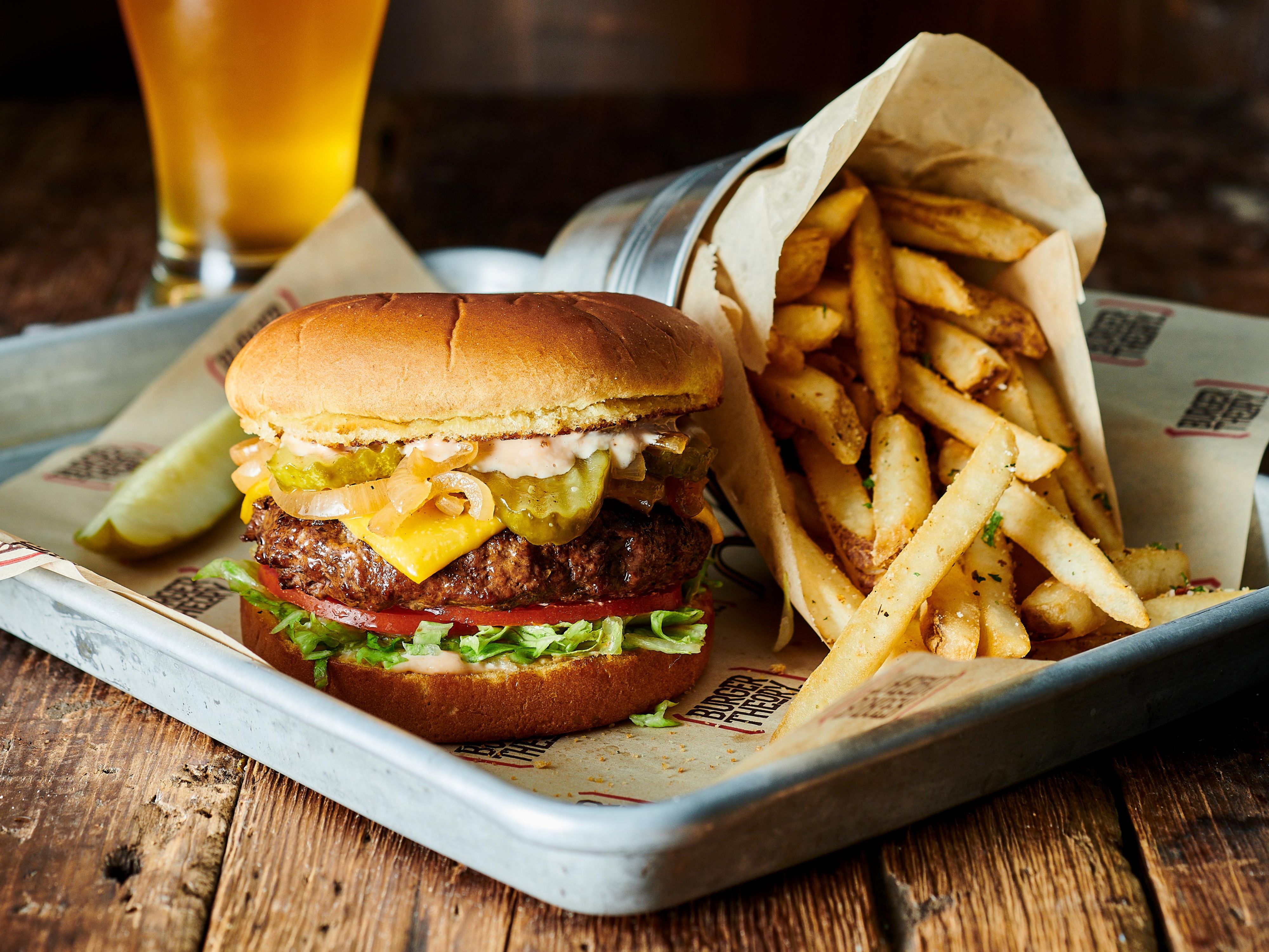 Burger Theory is our onsite restaurant, open for breakfast, lunch, dinner and room service. We specialize in burgers and craft beer but offer a wide menu to please any appetite.