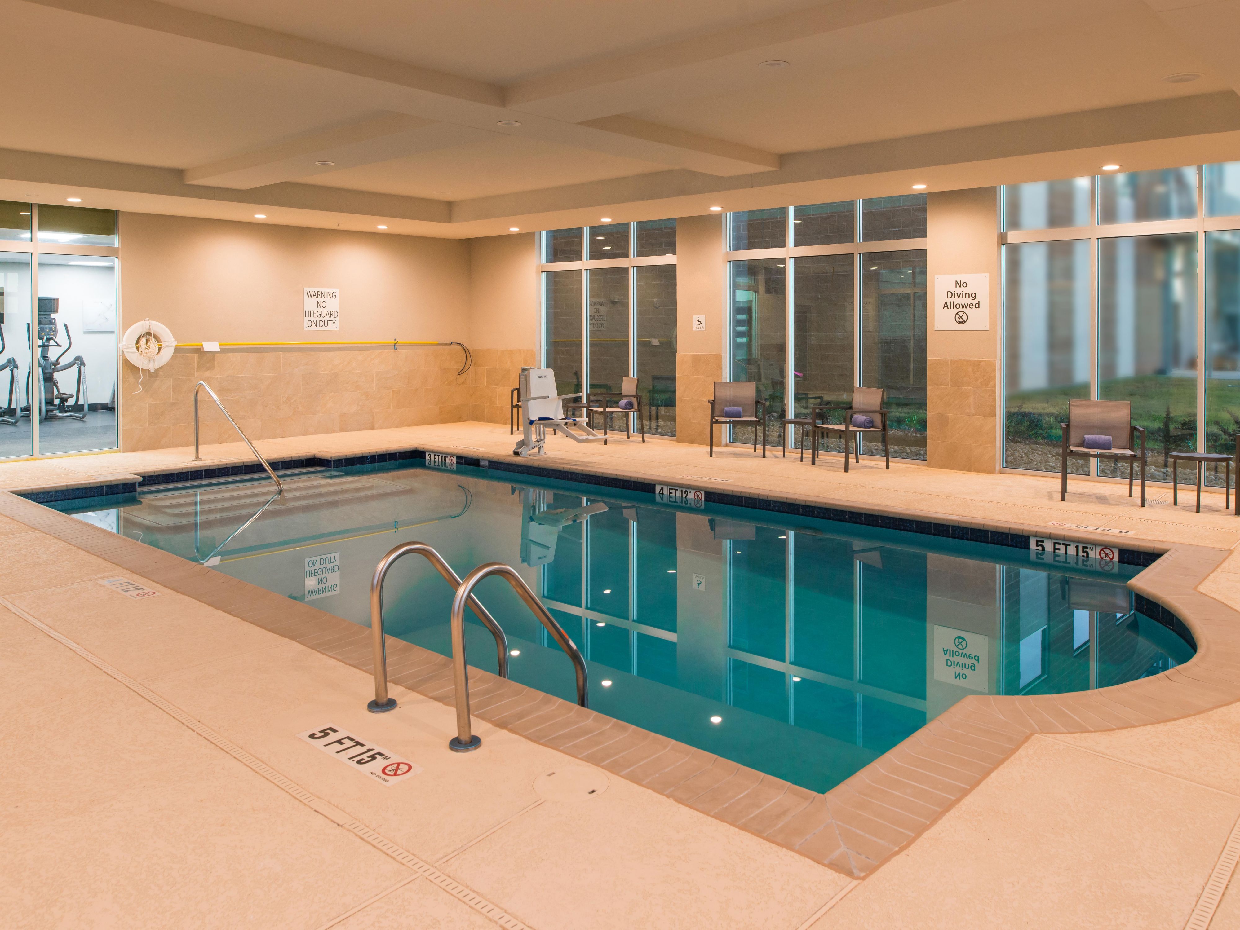 You don’t have to wait on the summer, we offer a heated saltwater pool for a year around experience!