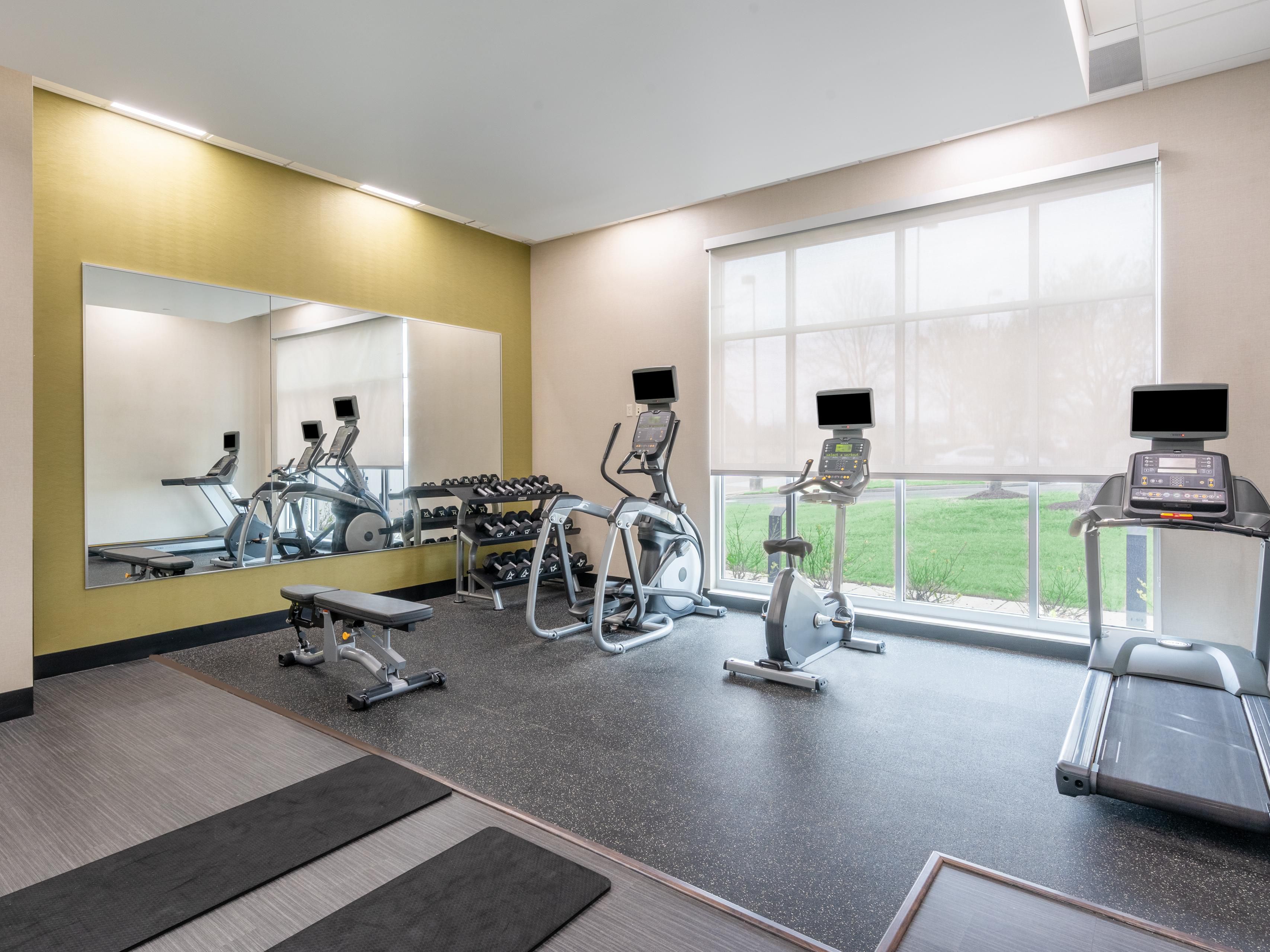 Workout at our fitness center to stay on track with your fitness goals! Our equipment includes treadmill, elliptical machines, free weights and stationary bicycle.