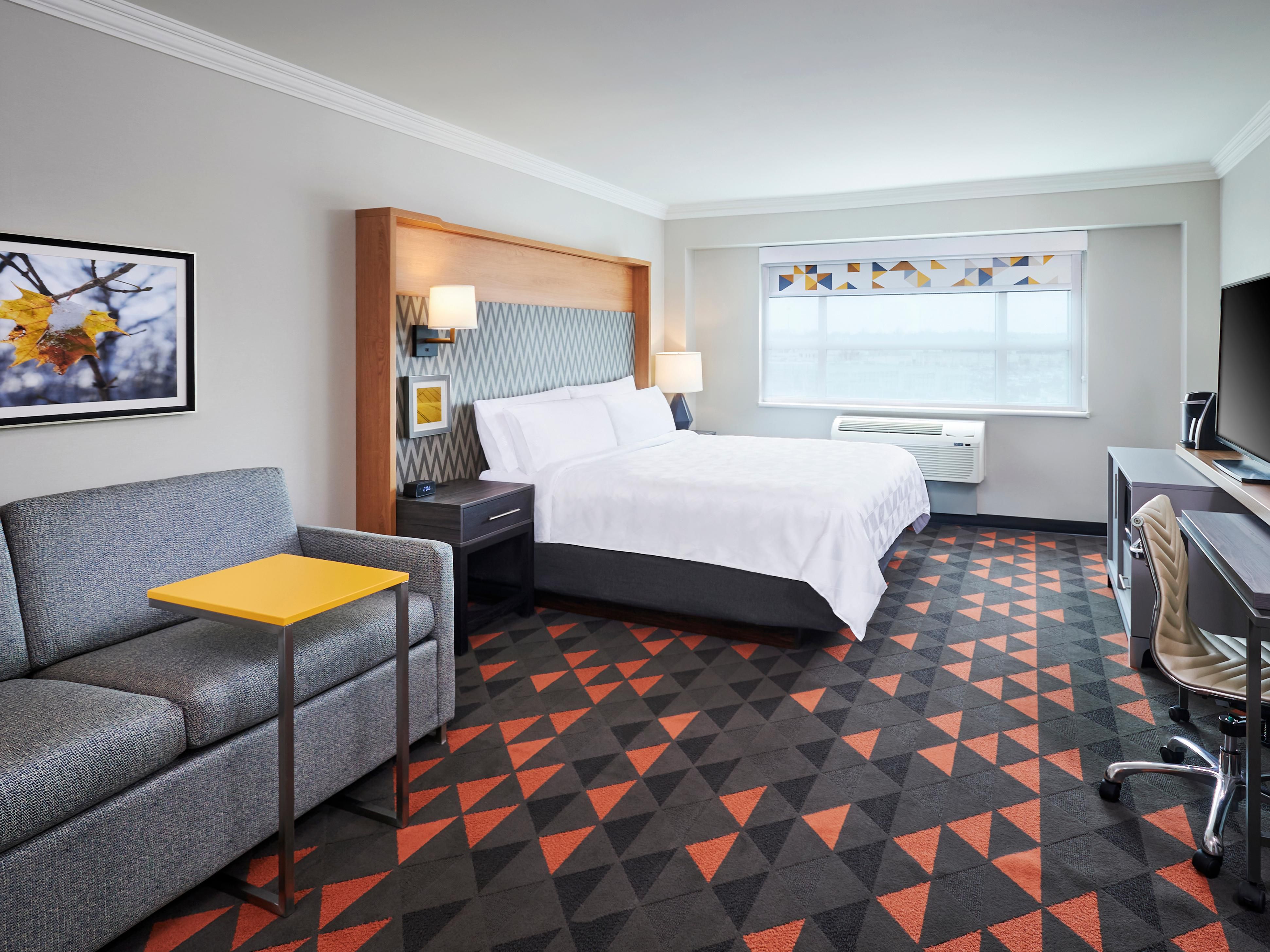 Spacious room with king bed and double pull out sofa