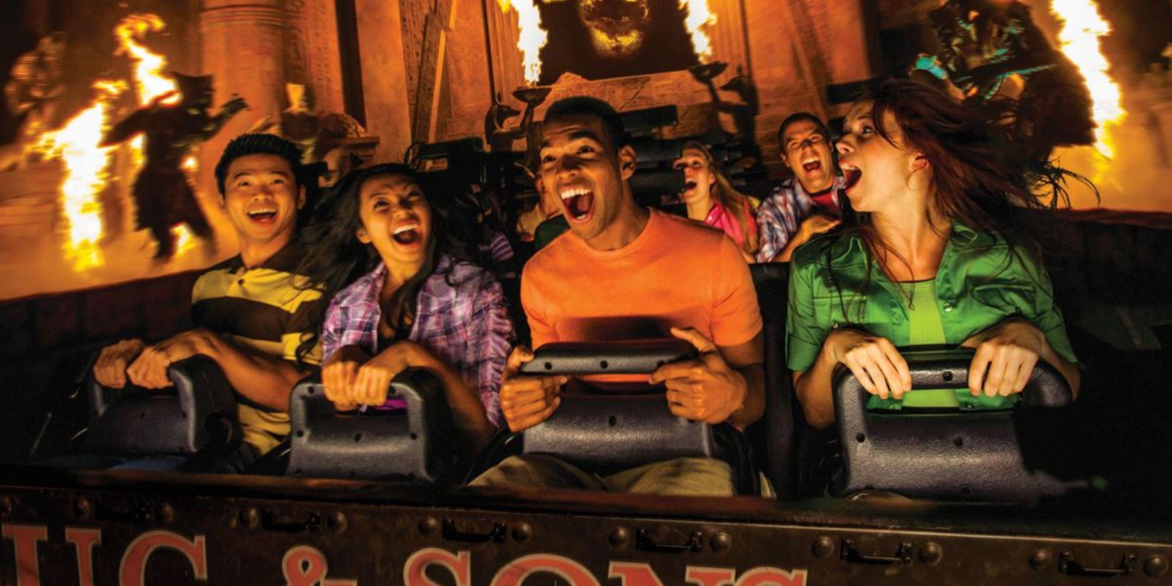 Family on a roller coaster