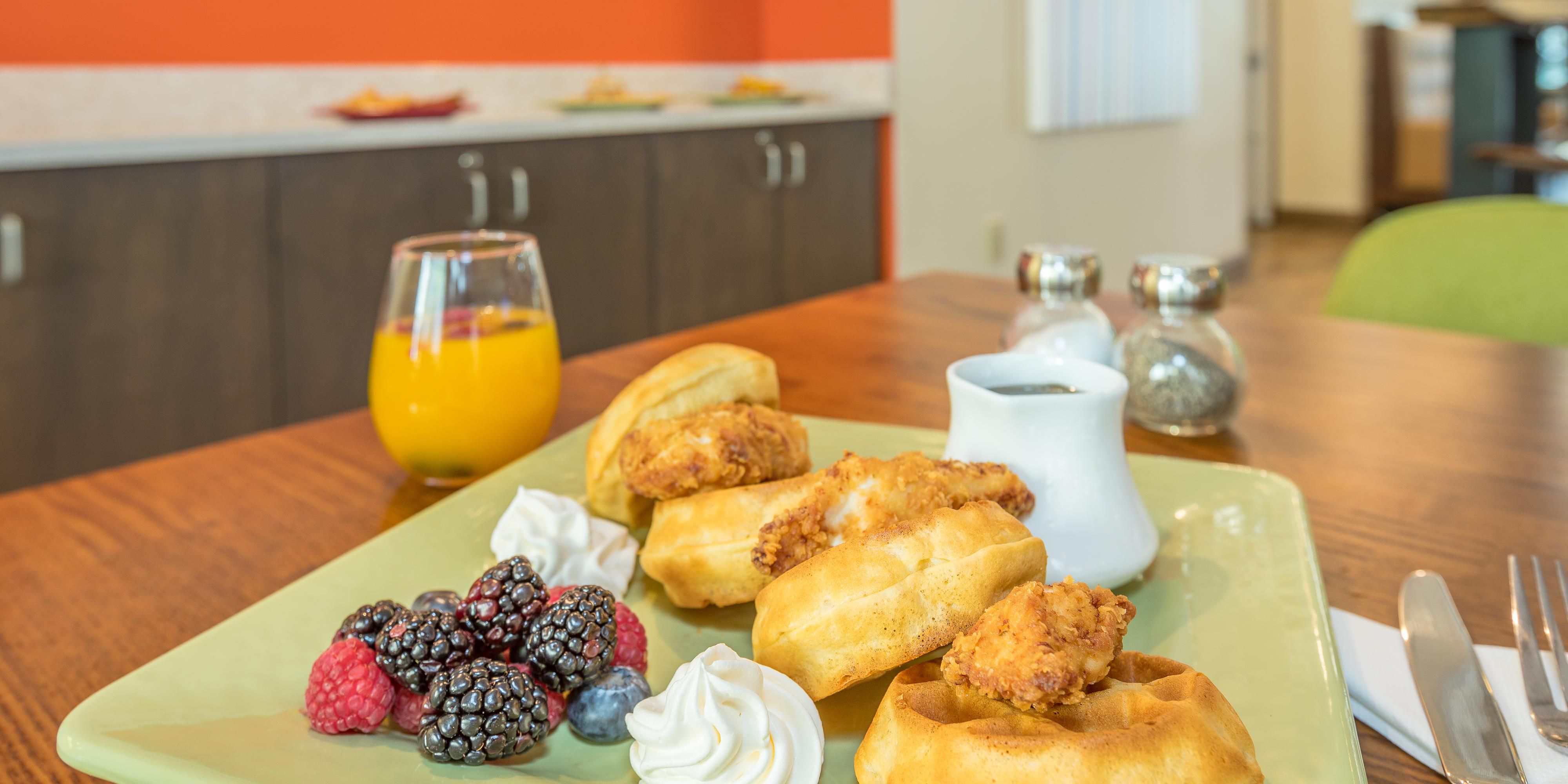 Energize yourself with crispy chicken and waffles